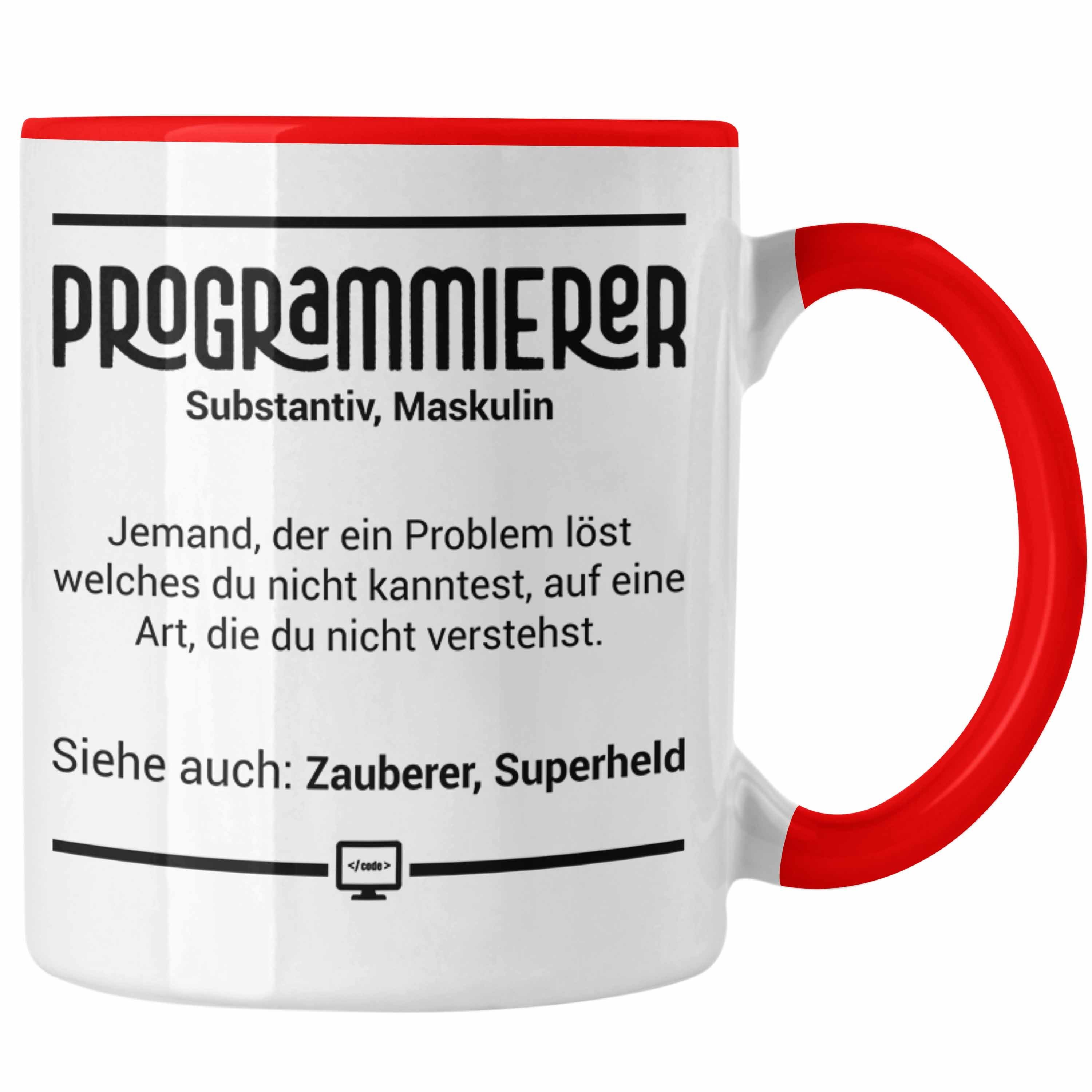 Trendation Tasse Coder Tasse Geschenk für Programmierer Softwareentwickler Nerds Gesch Rot
