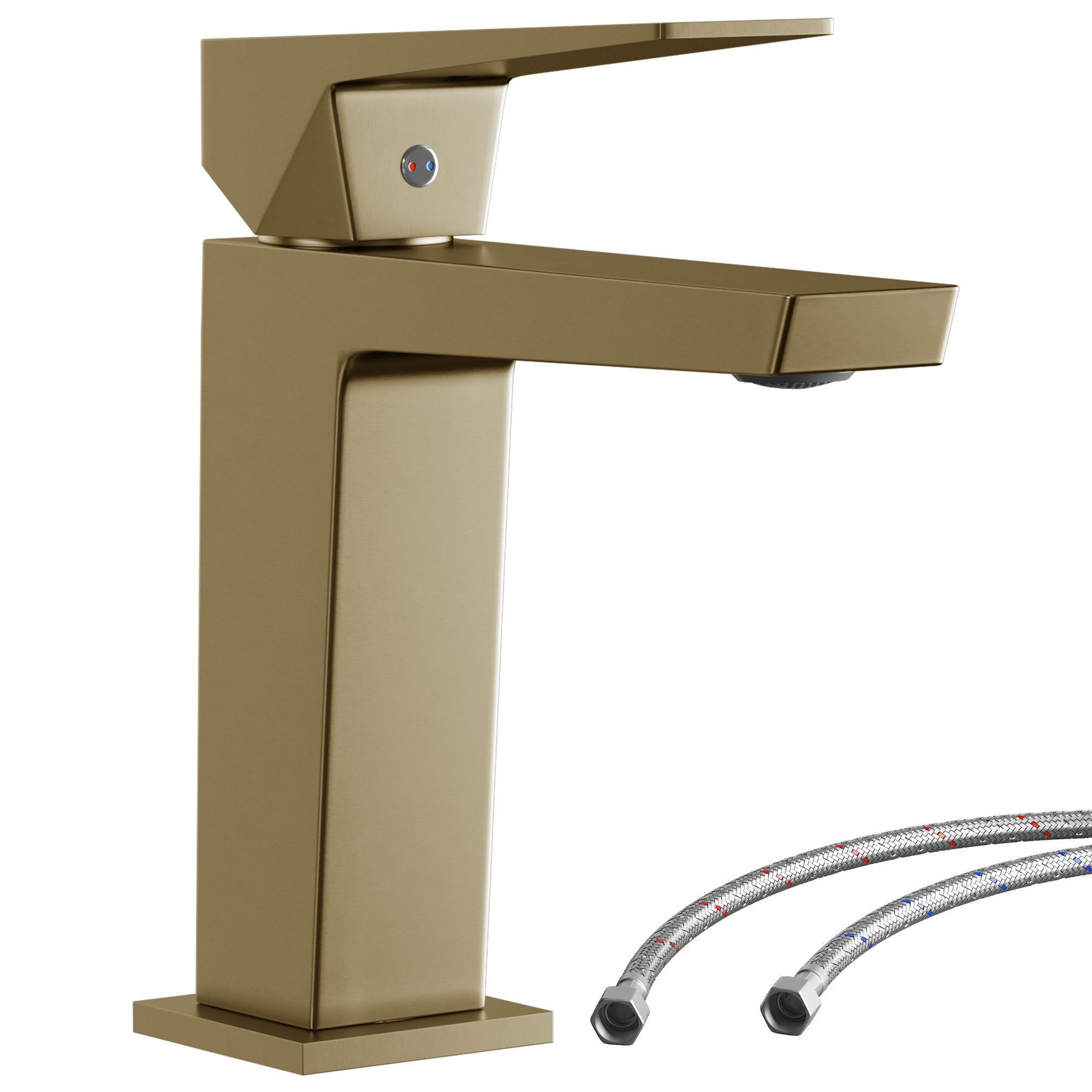 radelldar Waschtischarmatur Wasserhahn Bad & Bleifreie Edelstahl-Armatur – Rostfrei & Anti-Spritz (1-St) Einhebelmischer für Aufsatzwaschbecken, 170mm hoch