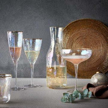 BUTLERS Sektglas SMERALDA Champagnerschale mit Goldrand 400ml, Glas, mundgeblasen