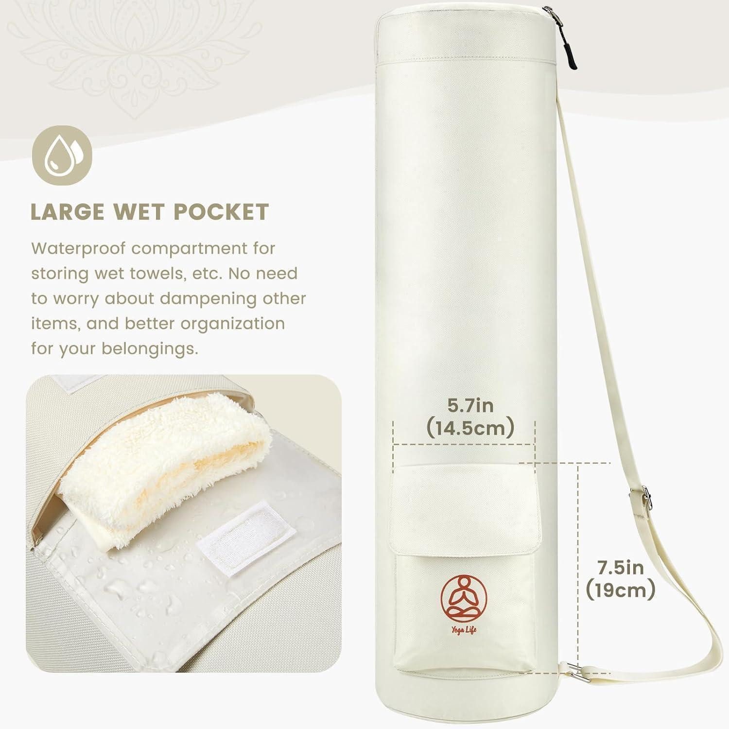 LuxusKollektion Yogatasche Yogatasche Yogamatte Reißverschluss Schultergurt Beige Stechapfel