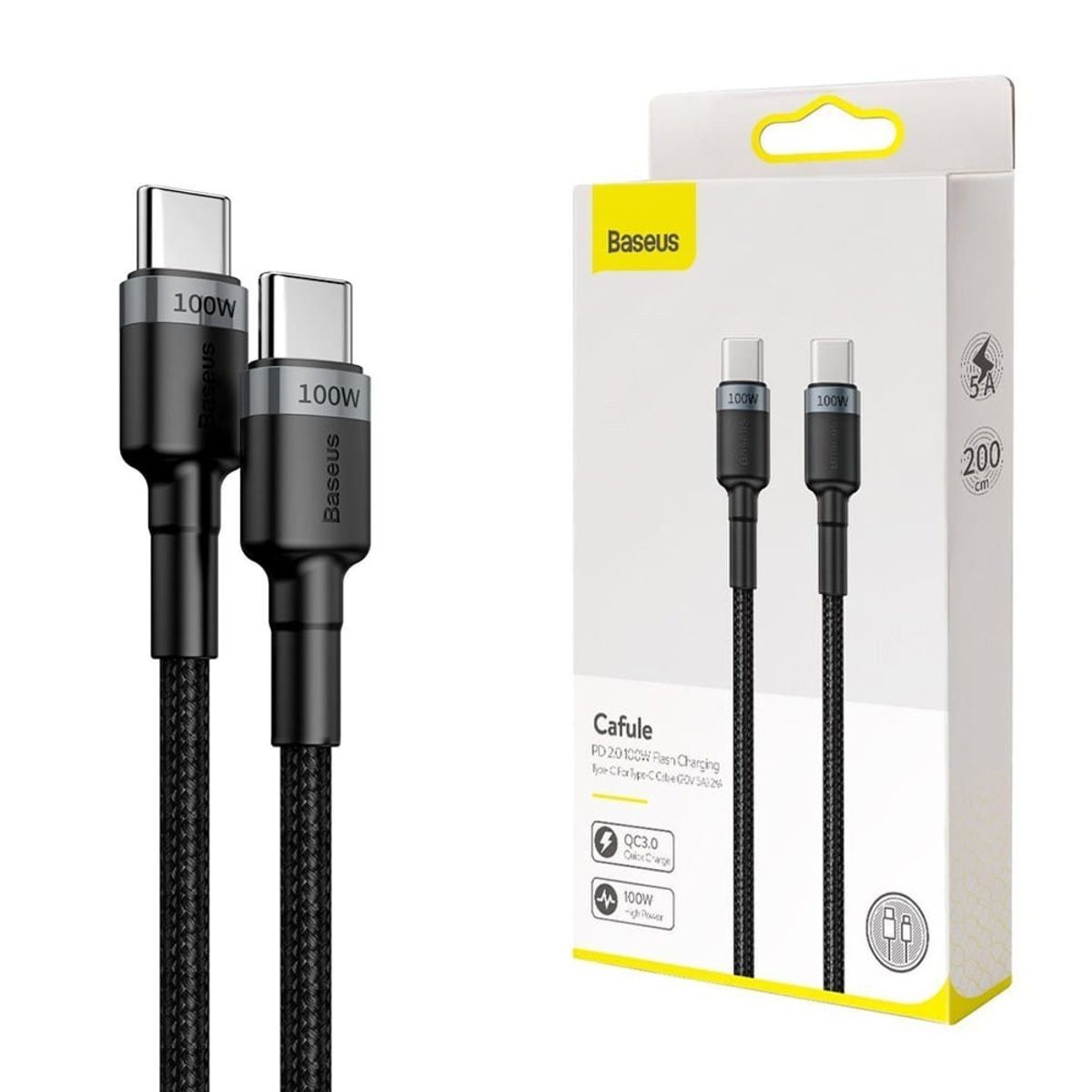 Baseus Baseus Kabel Cafule USB-C - USB-C 100W 2m schwarz geflochten Smartphone-Ladegerät