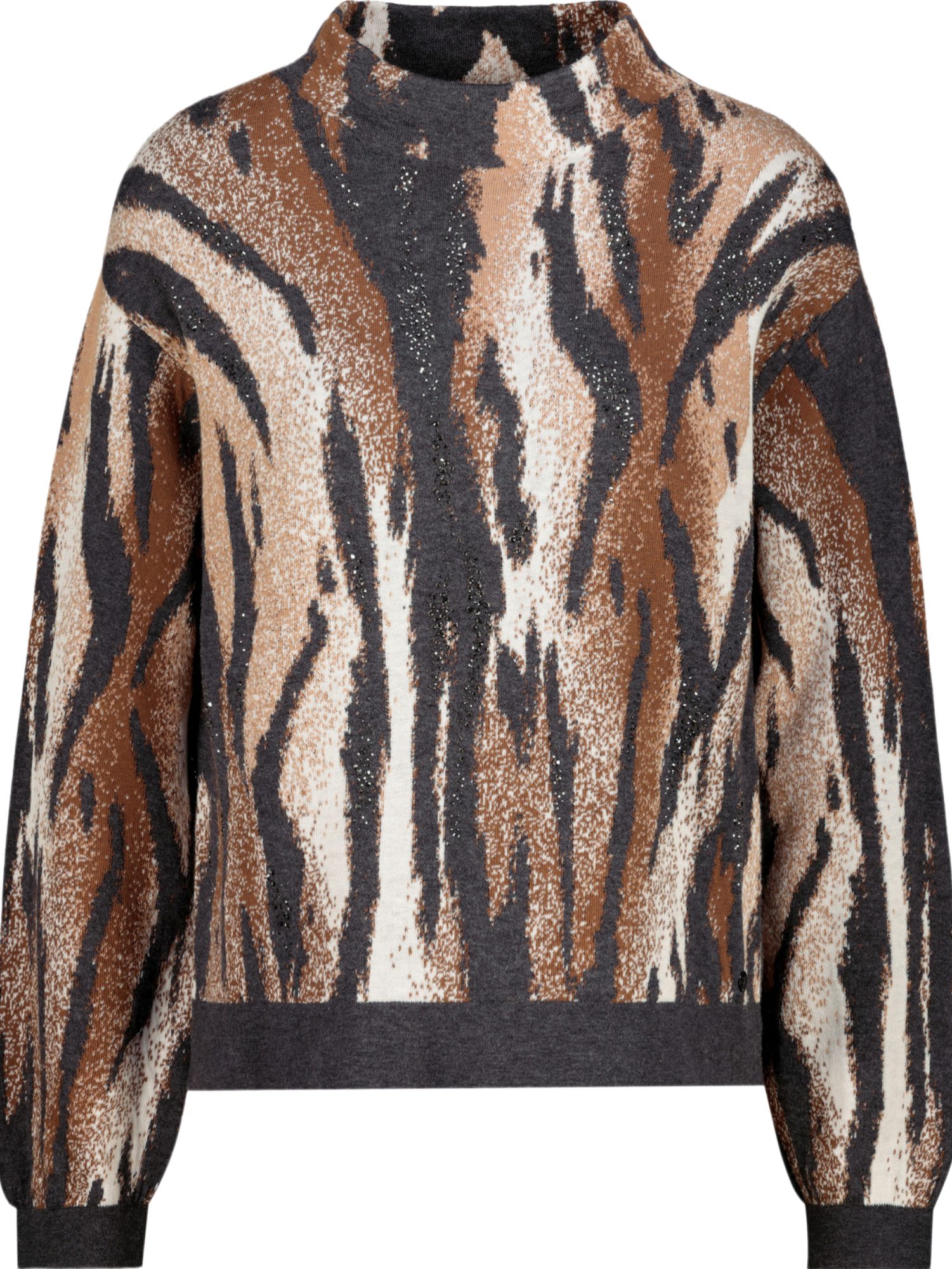 Monari Strickpullover bunt,Casual,Baumwolle,Animalprint,Rundhals,Lang,Regular Fit