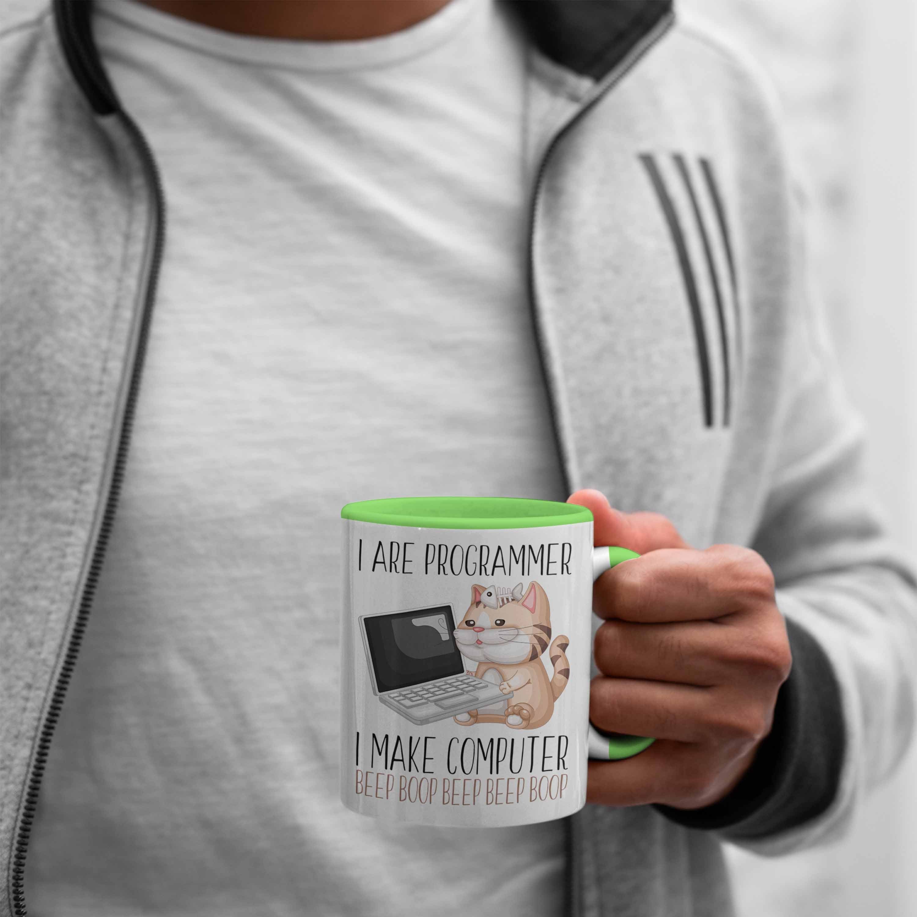 Tasse Techniker Entwickler Tasse Programmierer Geschenk Trendation Grün Kaffee-Becher Ges IT