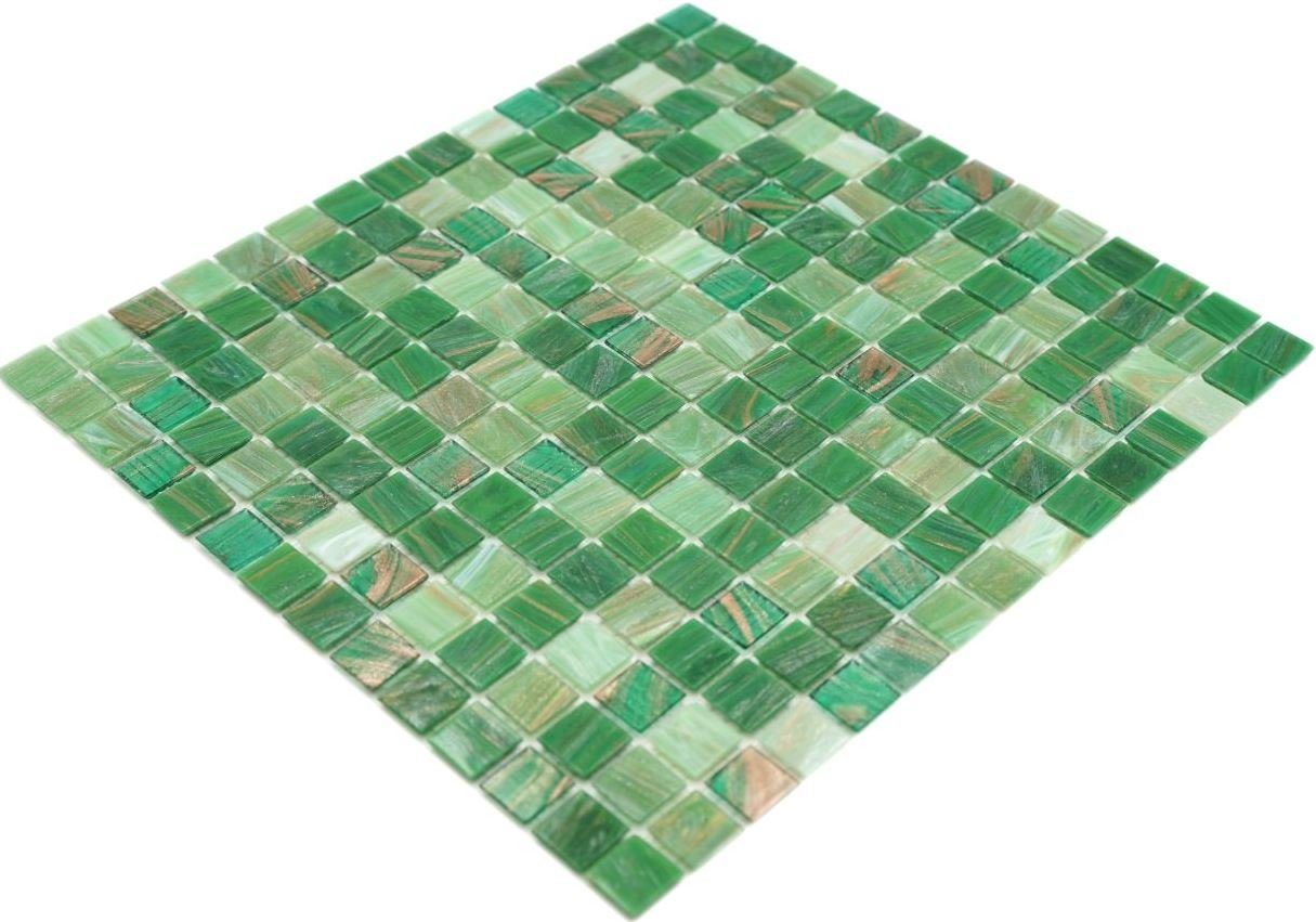 Mosaikfliesen / 10 glänzend Mosani grün Bodenfliese Matten Glasmosaik