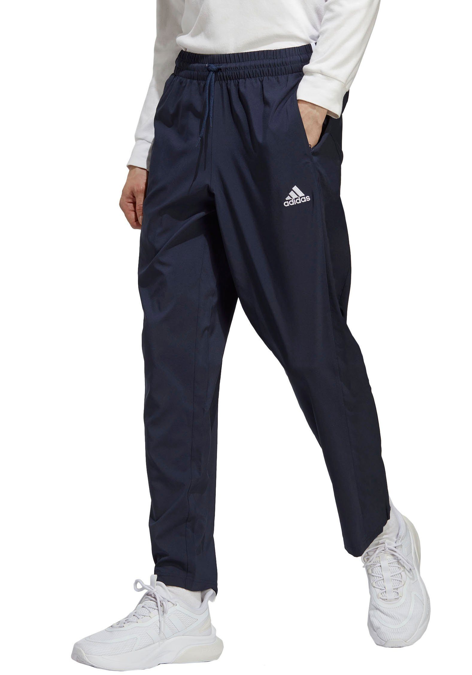 adidas Sportswear Sporthose AEROREADY ESSENTIALS STANFORD OPEN HEM EMBROIDERED SMALL LOGO HOSE 1 tlg leichtes Material Feuchtigkeitsabsorbierend Elastischer Bund mit Kordelzug
