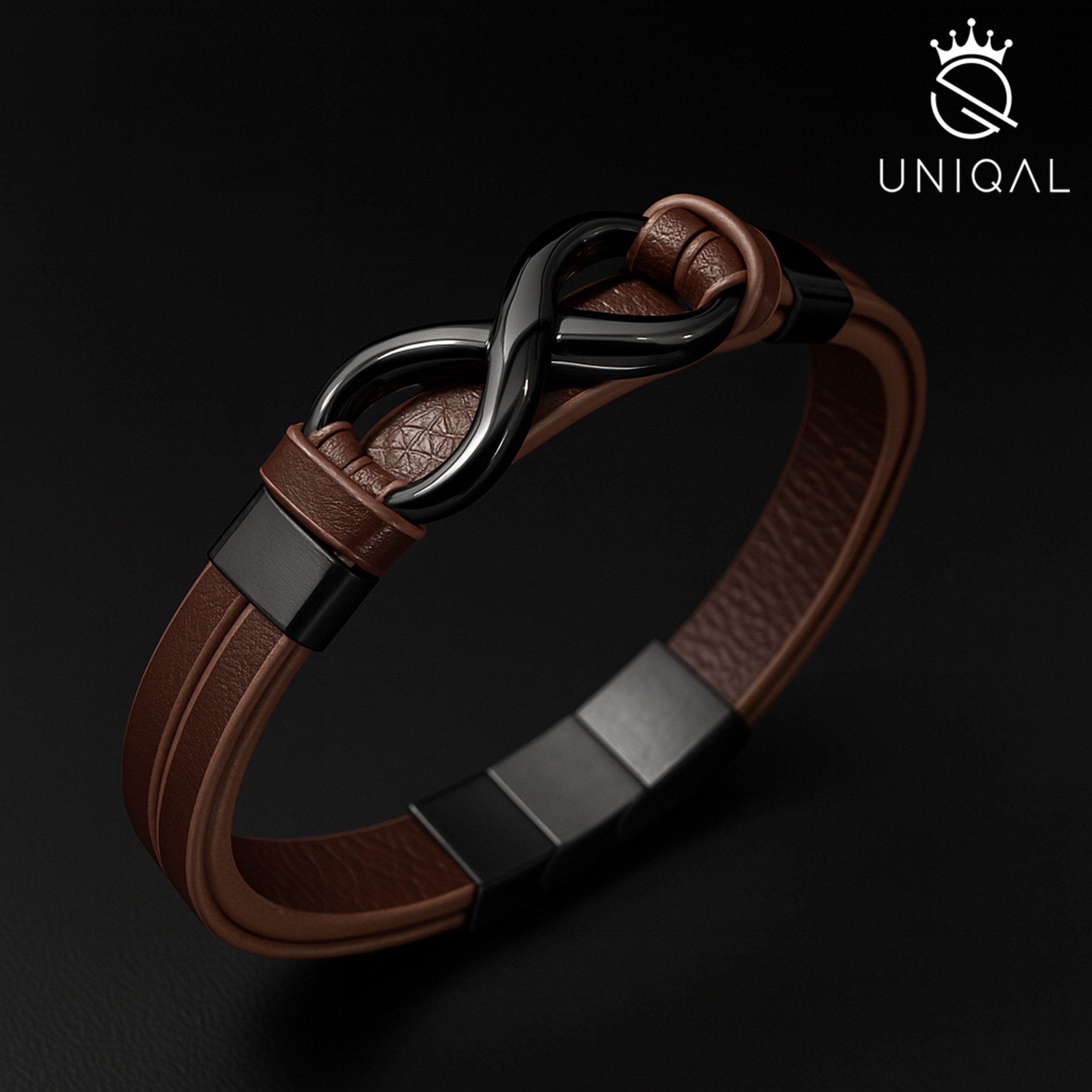 UNIQAL.de Lederarmband Unendlichkeit Leder Armband "INFINITY" Herren (Edelstahl, Echtleder, Casual Style, Handgefertigt), Designed in Germany