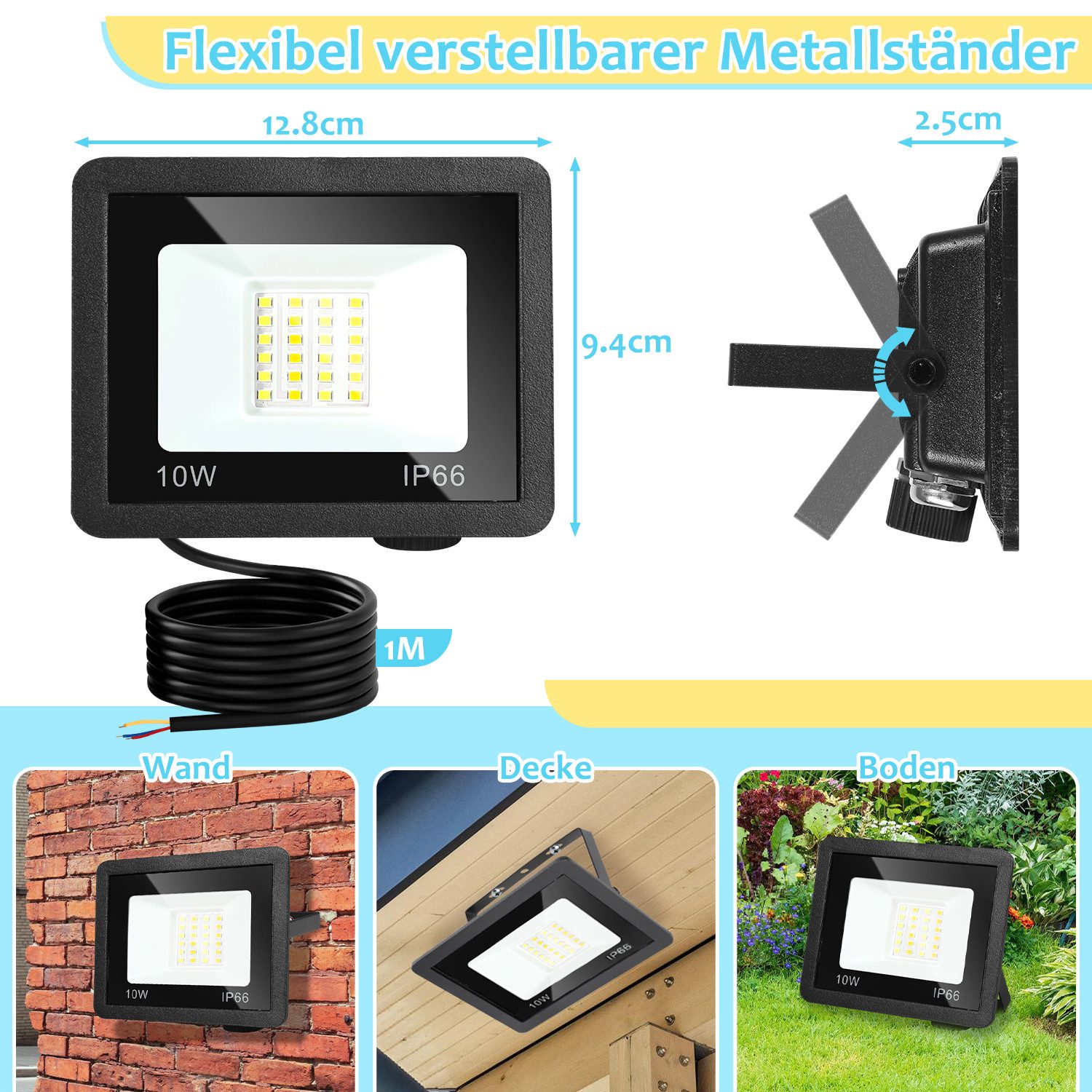 Clanmacy LED Flutlichtstrahler LED Fluter LED günstig online kaufen