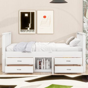 REDOM Kinderbett Holzbett mit Schubladen (mit Stauschrank 90x200cm), ohne Matratze