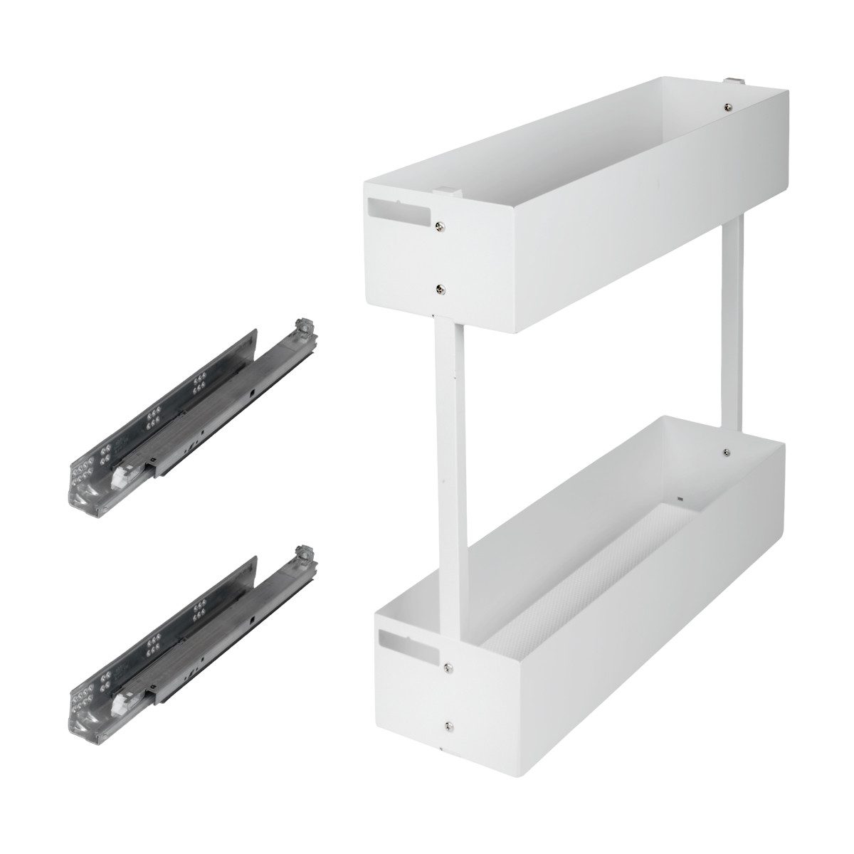 Prima-Online Auszugsunterschrank Schrankauszug Küche 2-etagig BLUM Softclose Anthrazit/ Weiß 150–200 mm
