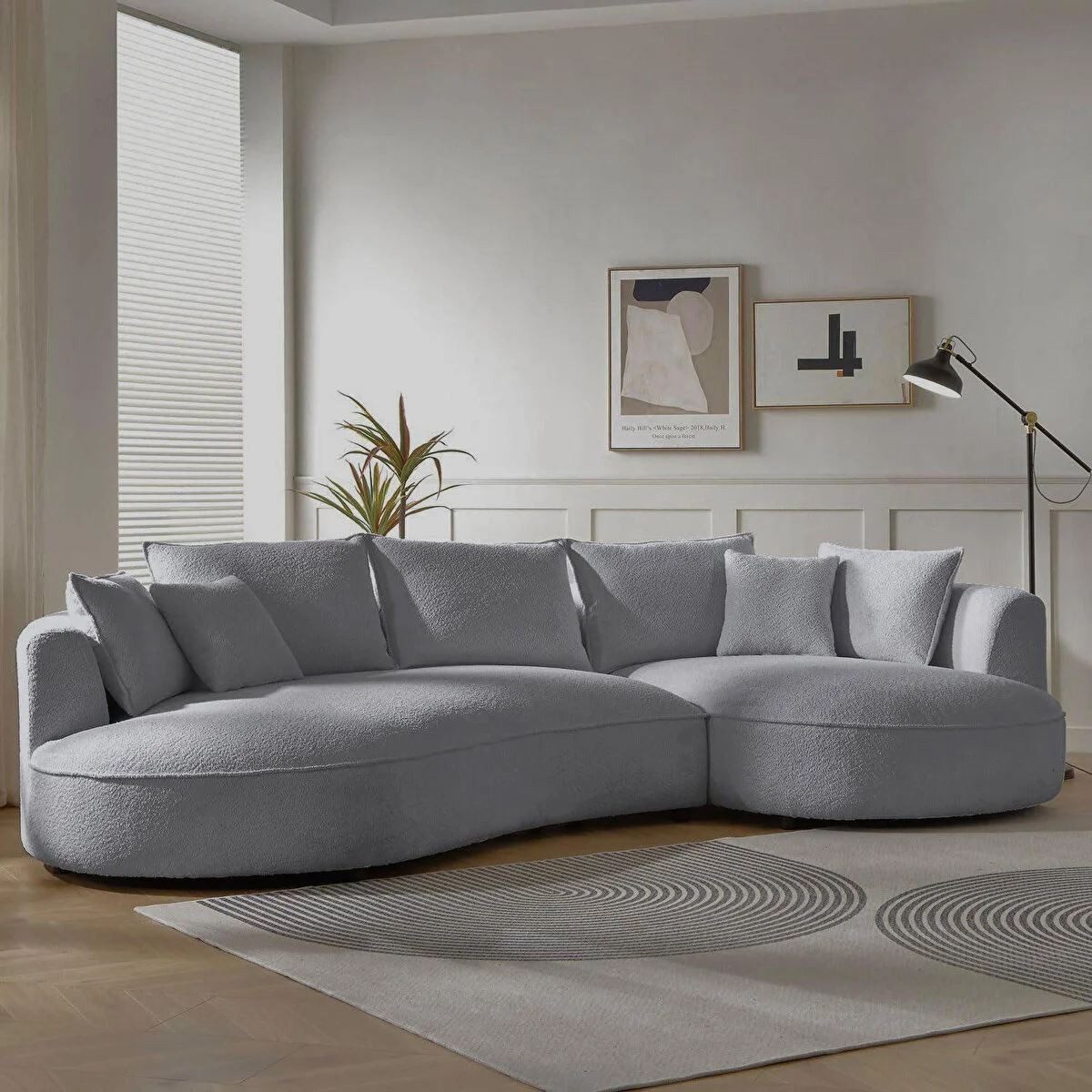 Skye Decor Ecksofa, Großes L Sofa mit Bouclé-Bezug – 30 DNS Schaum, pflegeleicht