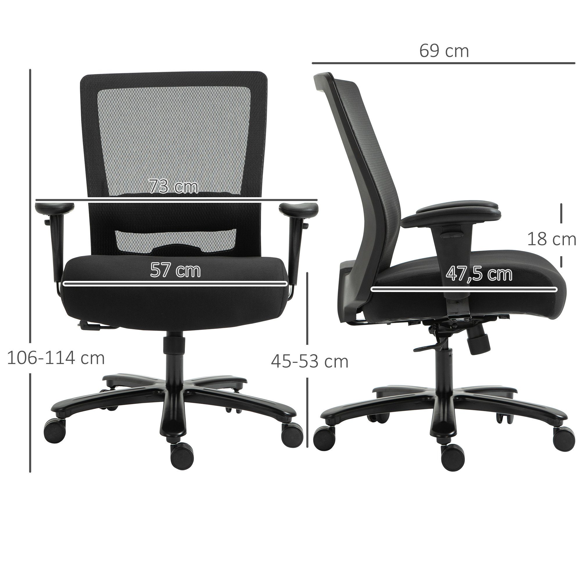 1 x 69 114 Vinsetto Home-Office-Stuhl 73 St), BxLxH: cm x (Arbeitsstuhl, Bürostuhl
