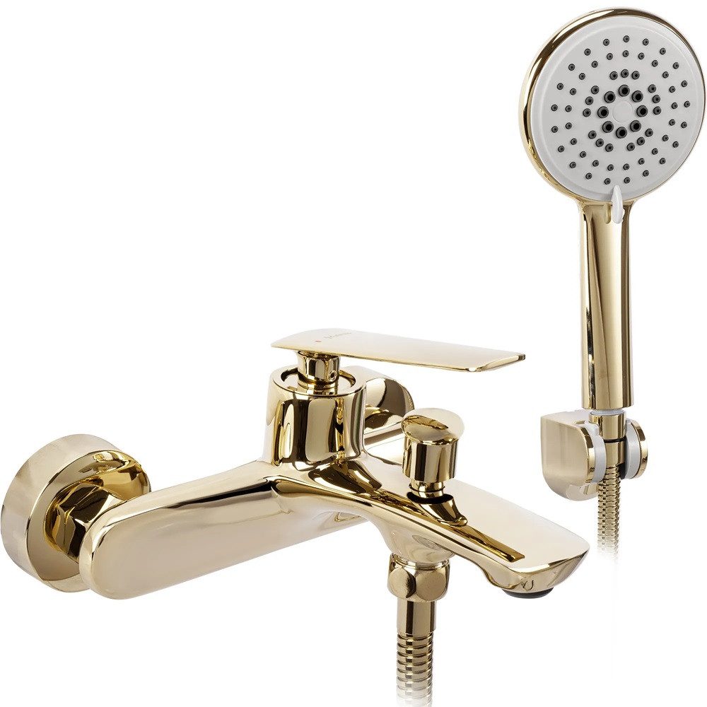 wohnwerk.idee Wannenarmatur Badewannenarmatur Armatur Wanne Badewanne Gold Poliert