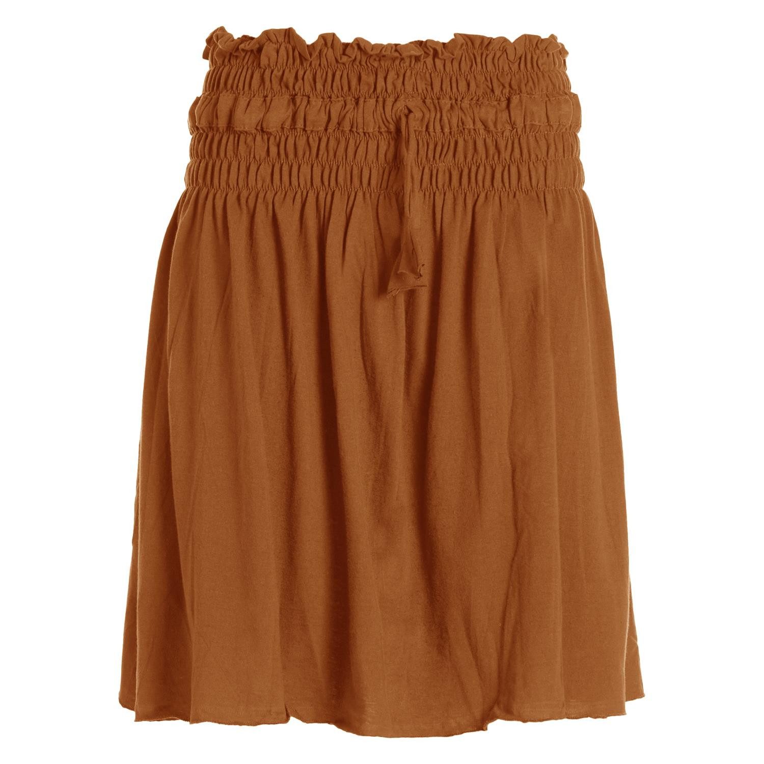 Vishes A-Linien-Rock Damen Rock knielang Basic-Rock Baumwoll-Rock Einfarbig Schlicht Boho, Hippie, Yoga Style