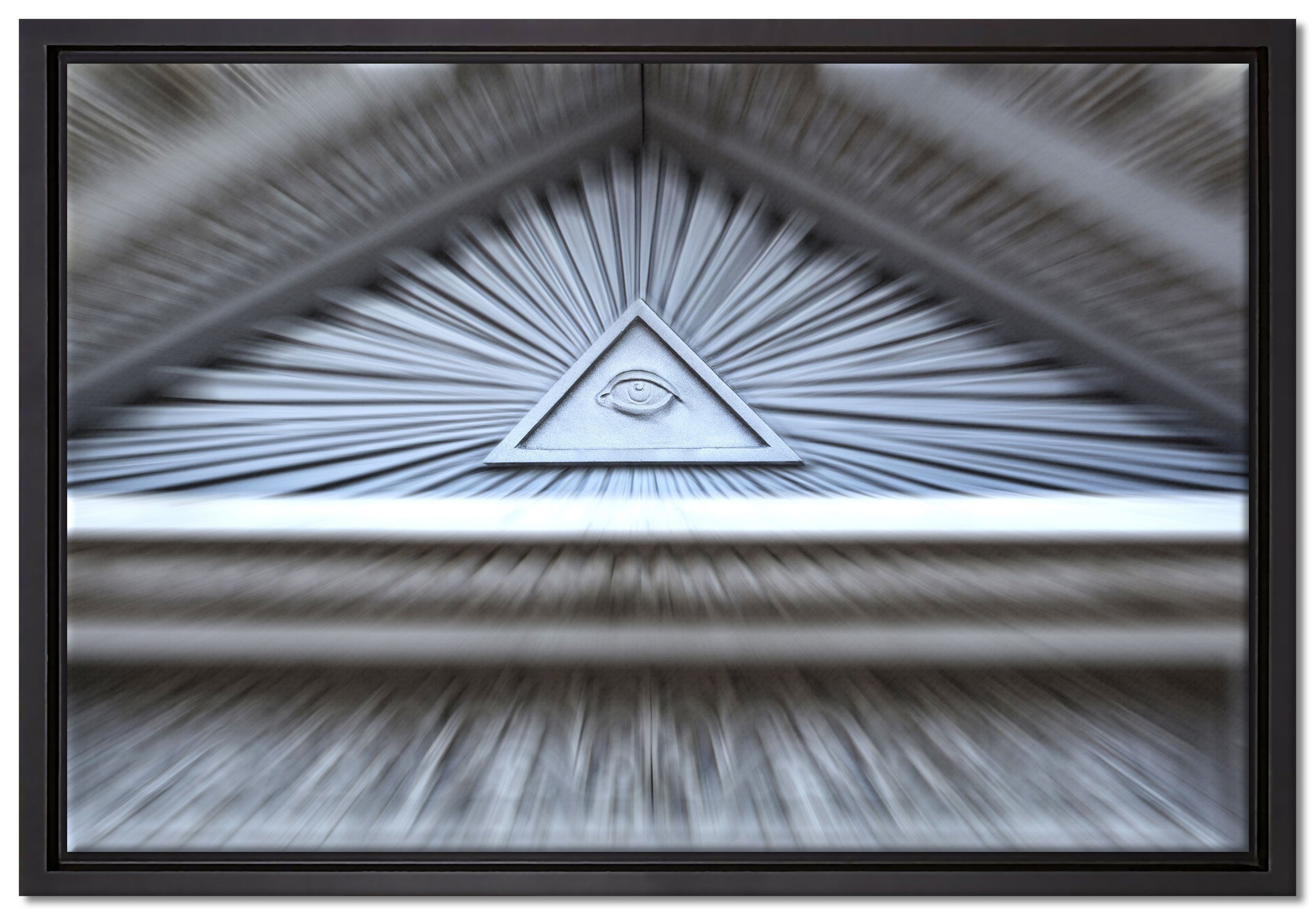 (1 in St), Leinwandbild mit Illuminati gefasst, Dach Schattenfugen-Bilderrahmen Wanddekoration Zackenaufhänger fertig bespannt, einem Auge, Pixxprint inkl. Leinwandbild