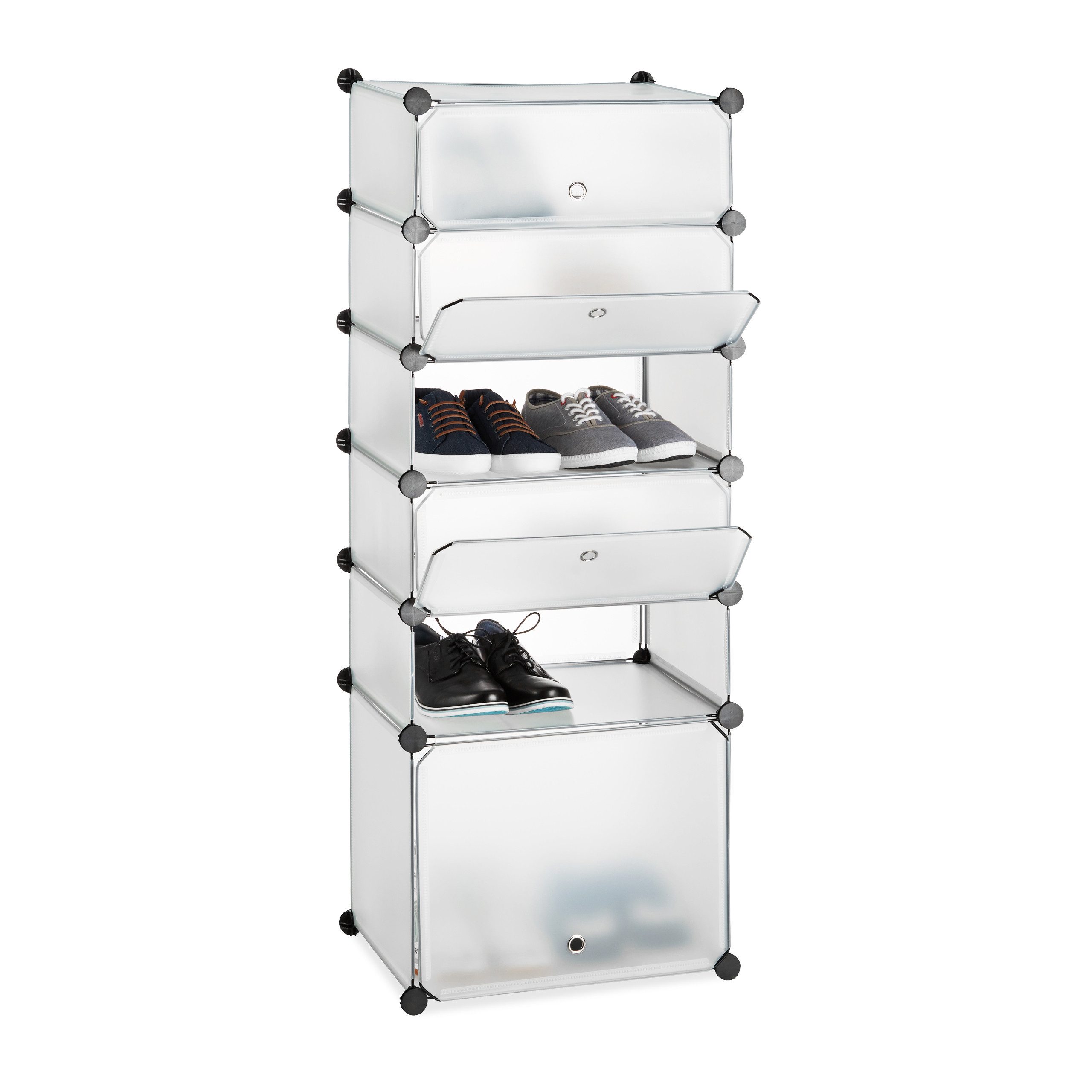 relaxdays Schuhregal Kunststoff 6 Fäch, Transparent günstig online kaufen