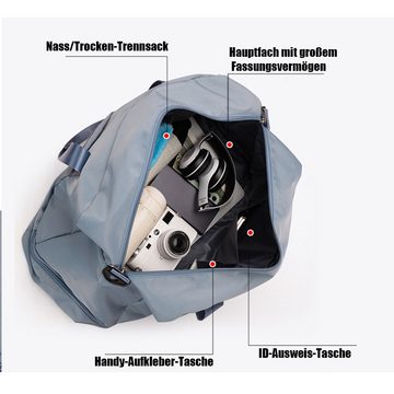 GelldG Sporttasche Sporttasche Faltbare Reisetasche mit Schuhfach und Nassfach