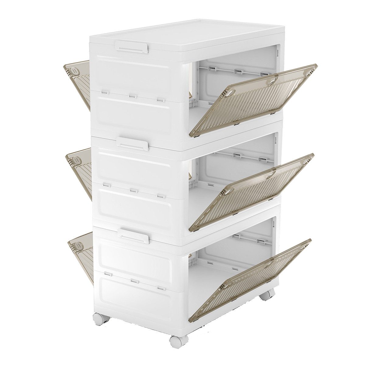 COSTWAY Aufbewahrungsbox, mit Deckel, 3er Set Stapelboxen faltbar, auf Roll günstig online kaufen