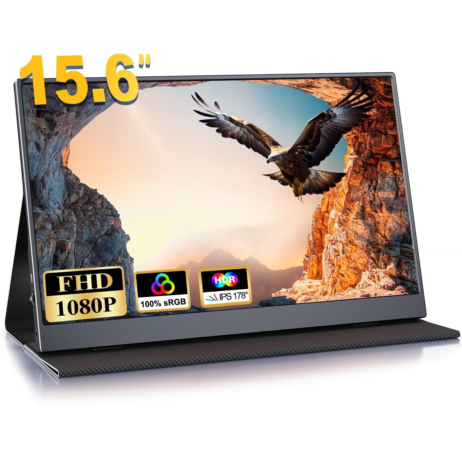 Portable Monitor 15,6-Zoll tragbarer Monitor mit USB-C & HDMI, 1080P Portabler Monitor