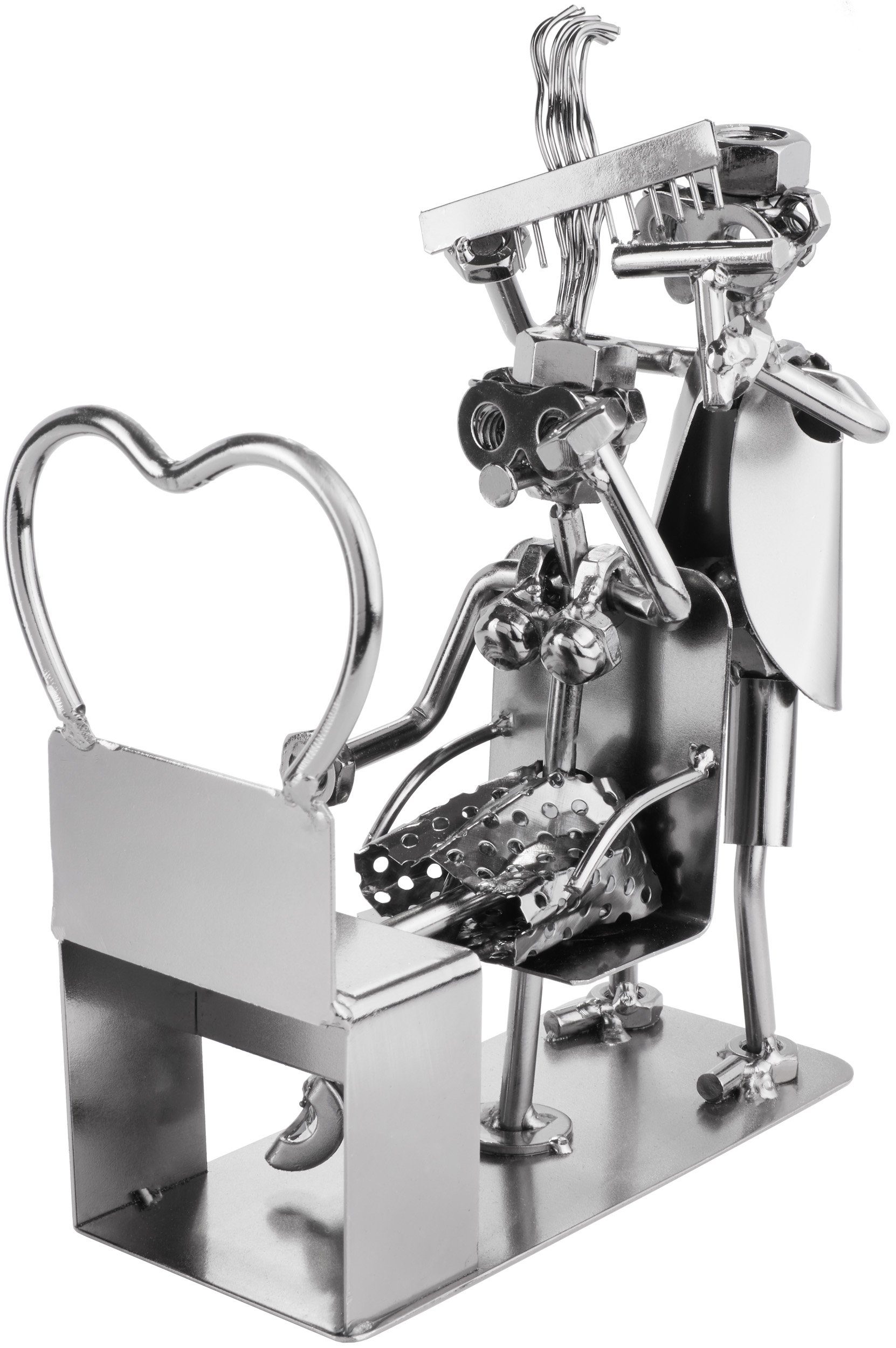 BRUBAKER Dekofigur Metallskulptur Schraubenmännchen Friseur Friseurin (1 St günstig online kaufen