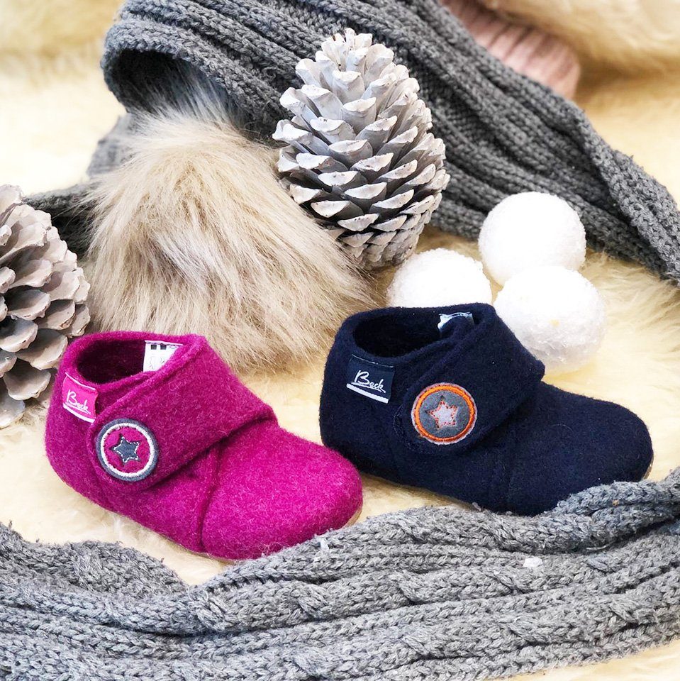 Beck Snuglies Hausschuhe Kinder - Filz Mit Klettverschluss