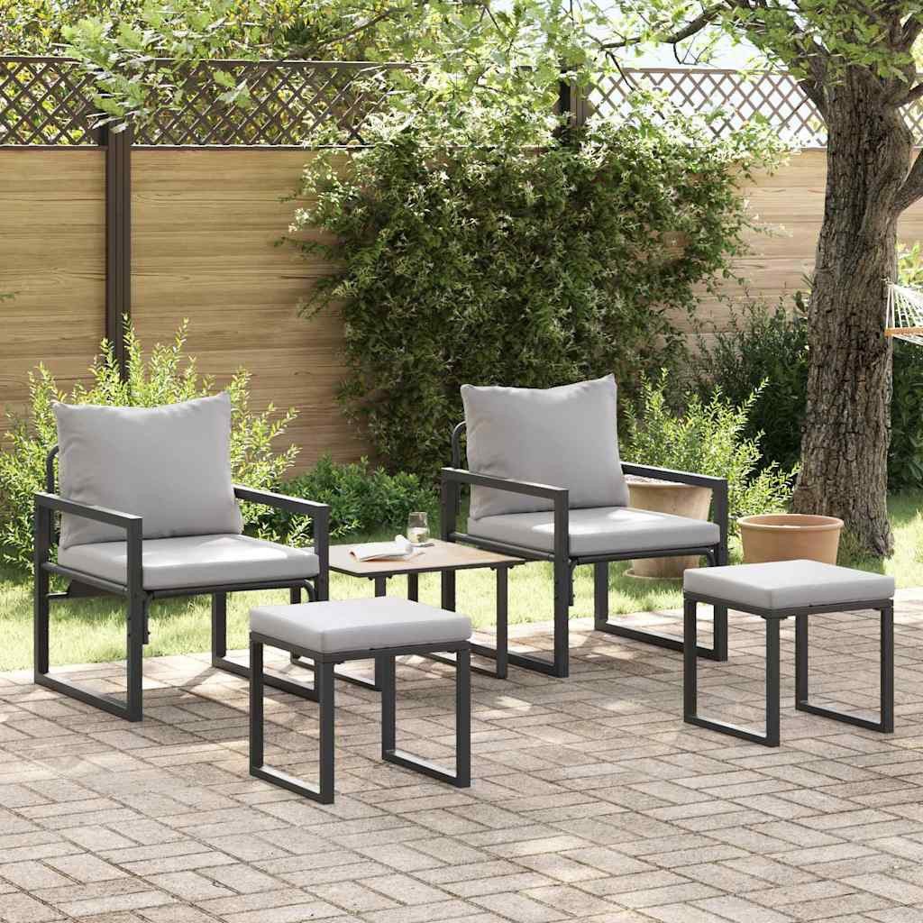 vidaXL Loungesofa gartenmöbel 4 stk. 2-Sitzanzahl Hellgrau Polyester, 4 Teile