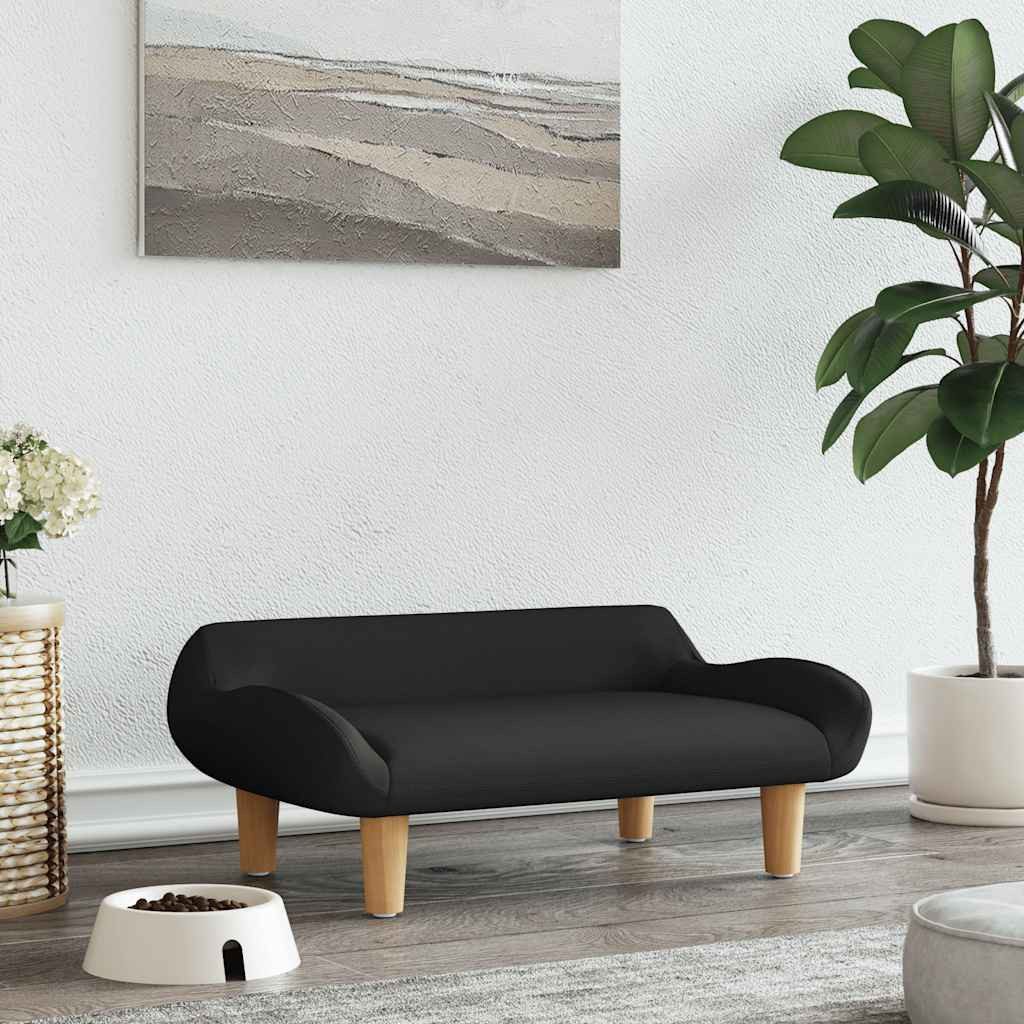 furnicato Hundebett Schwarz 70 x 40 x 24 cm - Bequemes Haustier-Sofa, Gewebe, Weiches Hundekissen mit Massivholzrahmen für Wohn- und Schlafzimmer