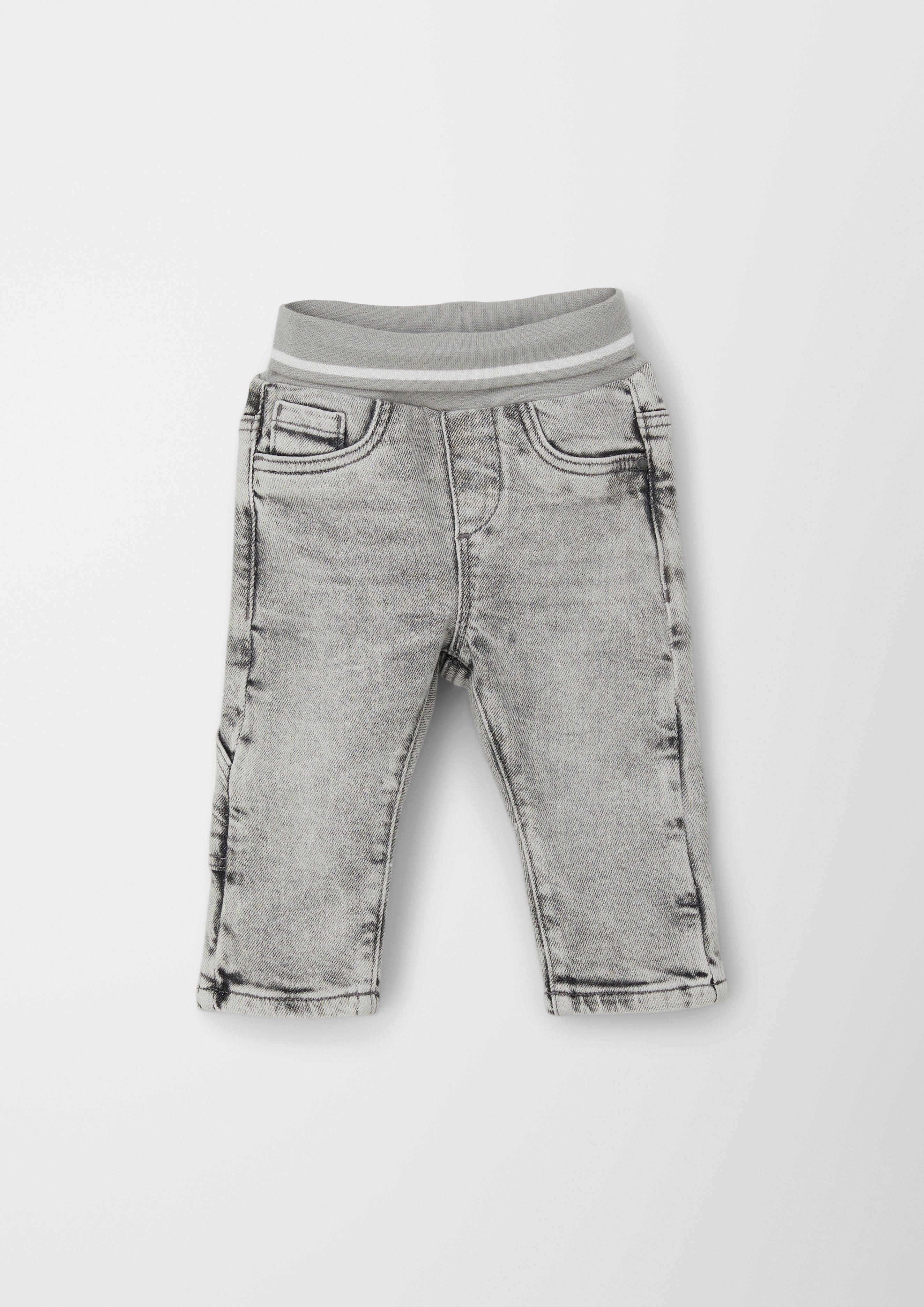 s.Oliver Stoffhose Jeans mit Elastikbund Streifen-Detail, Waschung