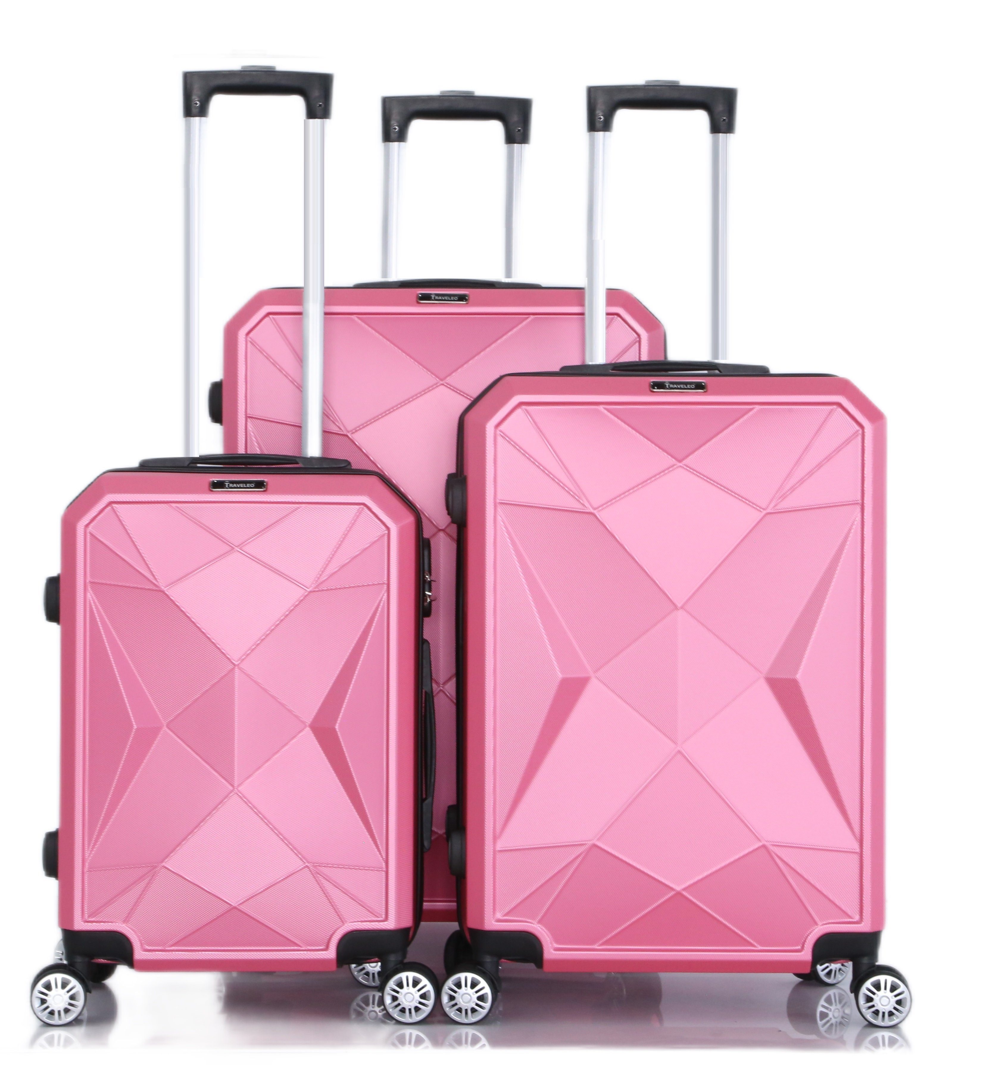 [Neu eingeführt] Cheffinger Kofferset Handgepäck Reisekoffer Reisetasche 3-teilig Gepäck Kofferset Koffer Pink