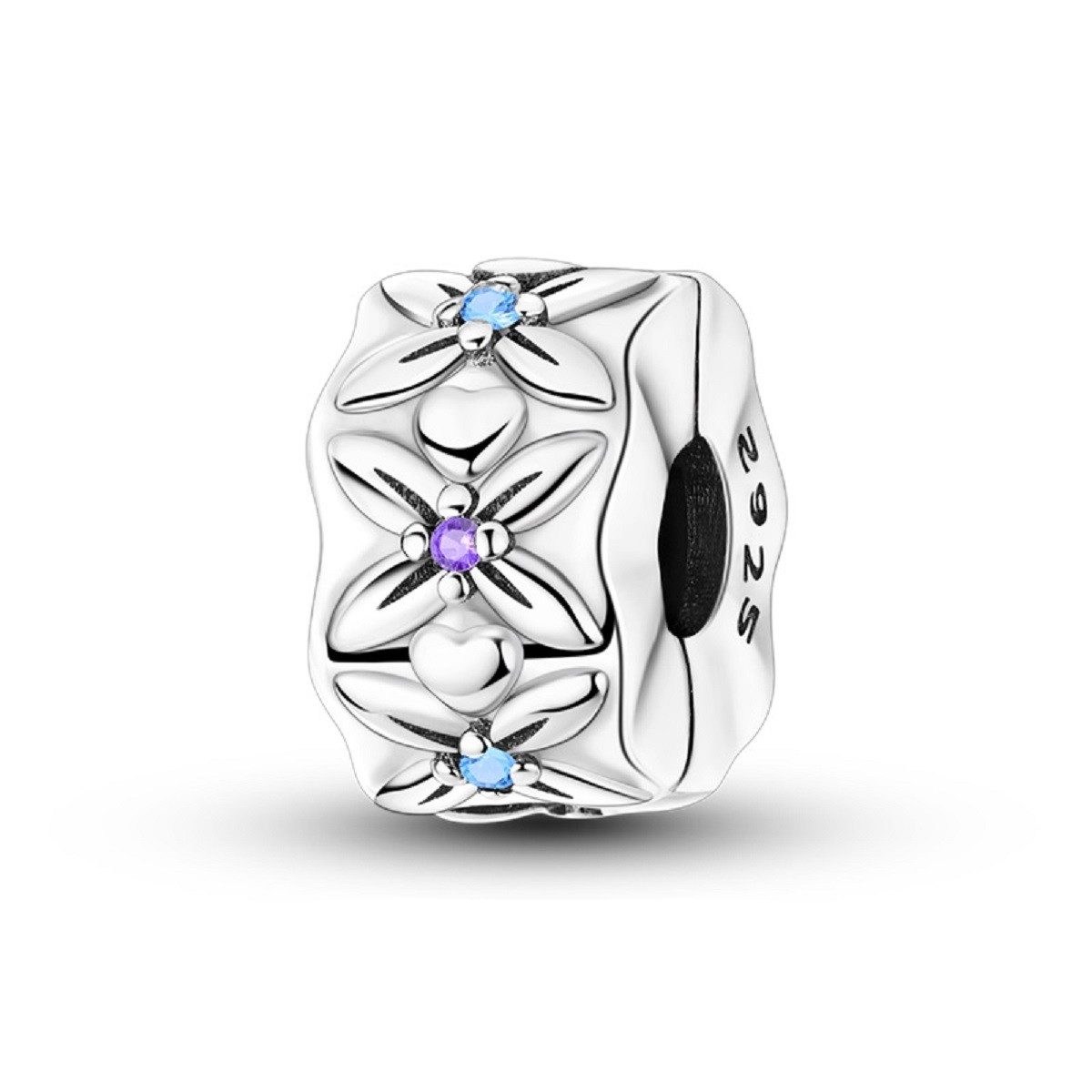 PANDACHARMS Bead Pastellblüten Clip Charm für Charm Armband, 925er Silber, Zirkonia