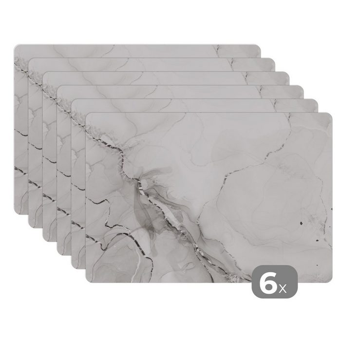 Platzset Marmor - Schwarz - Muster MuchoWow (6-St) Platzset Platzdecken Platzmatte Tischmatten Schmutzabweisend