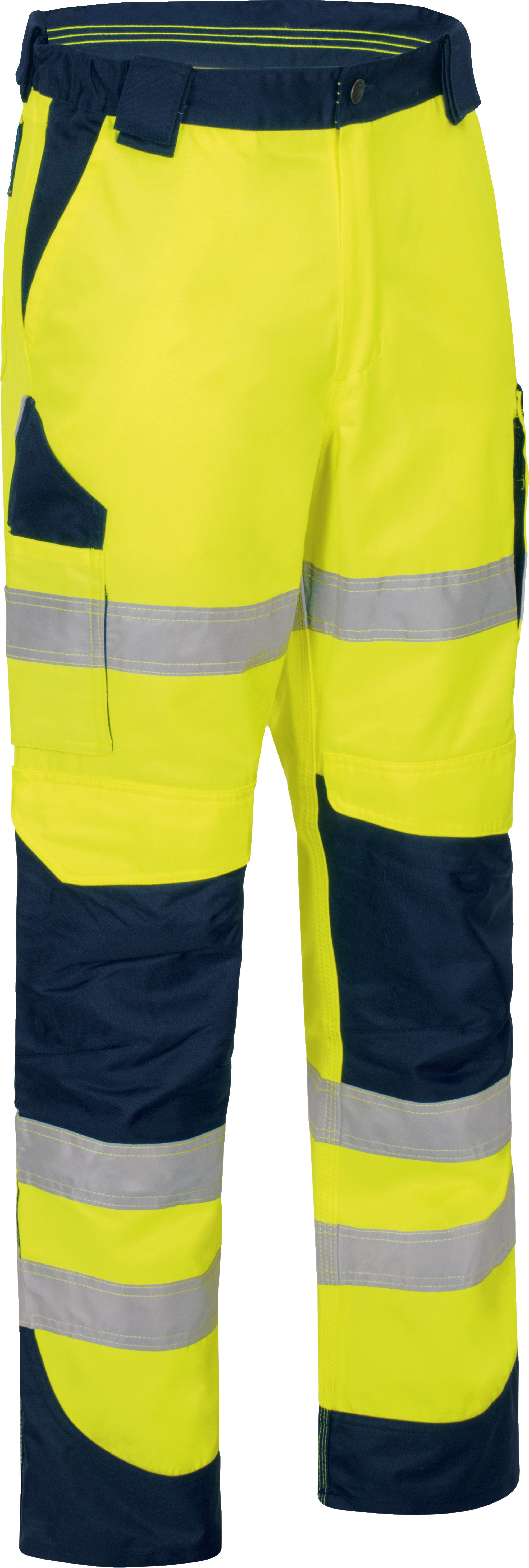 vizwell Arbeitshose reflektierende Herren Warnschutz Arbeitsbundhose DIN zertifiziert, strapazierfähig, Knietasche aus Oxford-Material