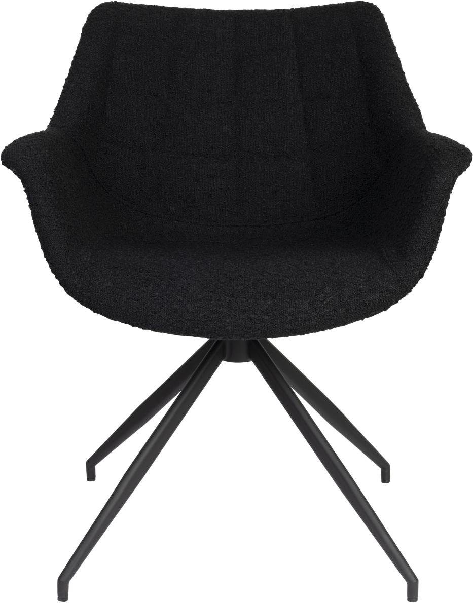 Zuiver Armlehnstuhl Esszimmerstuhl DOULTON drehbar von ZUIVER mit Bouclé Stoff schwarz