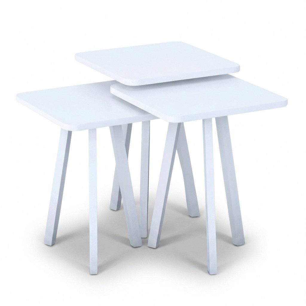 Xlmoebel Satztisch Weißes Holz Couchtisch-Set im modernen Design von XLMOEBEL (Set, 3-teilig), Made in Europa