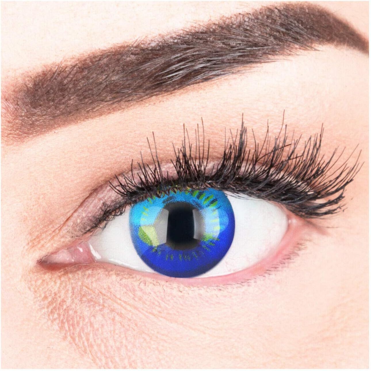 MeralenS Motivlinsen Blaue 'Anime Blue' Manga Fun Linsen 1 Paar. Halloween & Cosplay