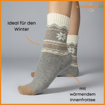 sockenkauf24 Thermosocken 5 Paar Damen THERMO Socken mit Wolle Innenfrottee Wintersocken (Sortierung1., 35-38) warme Haussocken - 37800