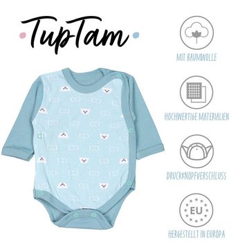 TupTam Erstausstattungspaket Baby Jungen Bekleidung Set Body Strampler Mütze Fäustlinge 5 tlg