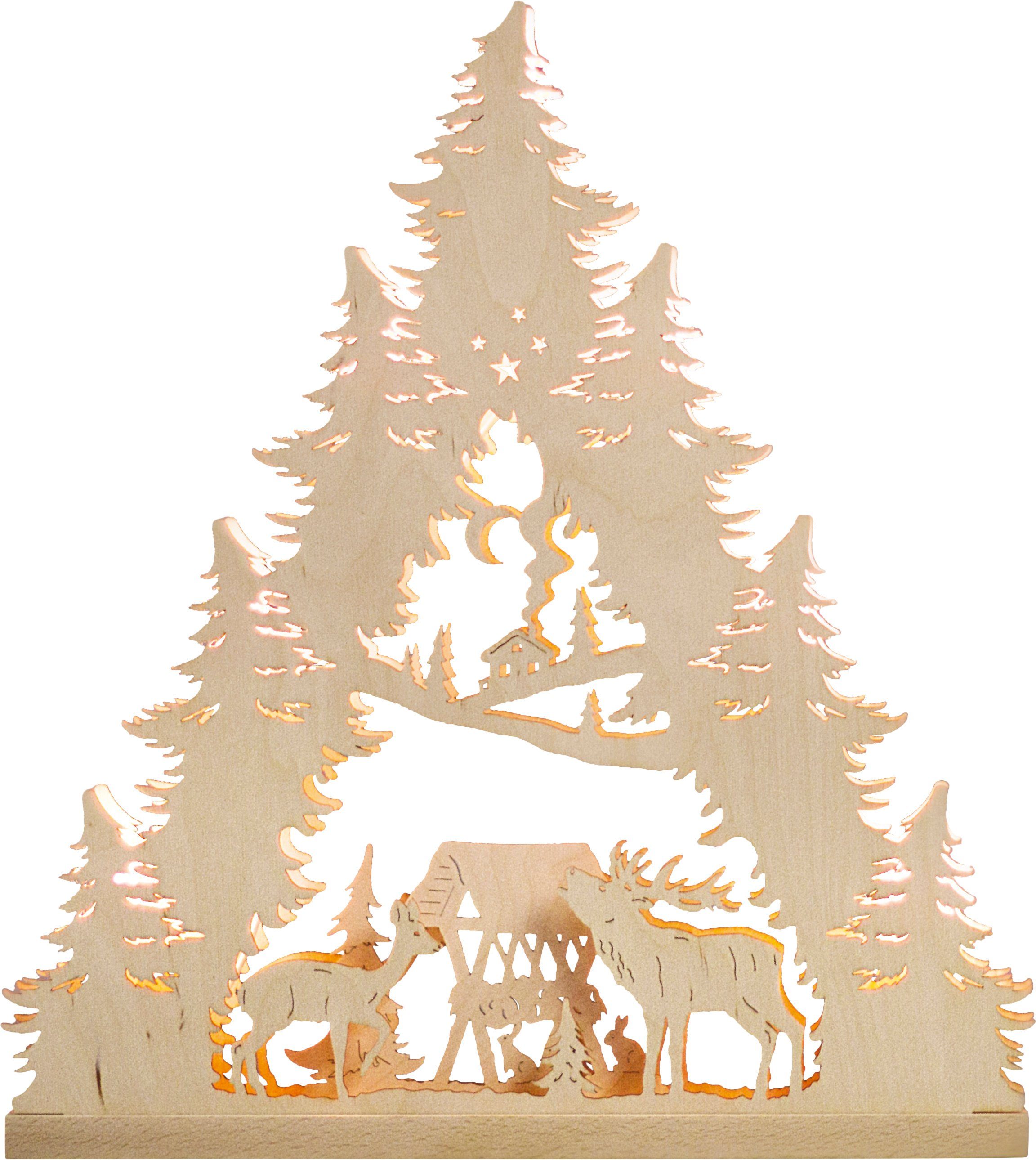 Weigla Pyramidenform Weihnachtsdeko, 7-flammig, Hirschfamilie, Lichterbogen