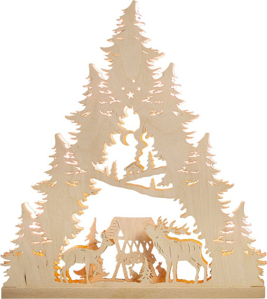 Weigla Lichterbogen Hirschfamilie, Weihnachtsdeko, 7-flammig,  Pyramidenform, Hochwertiger Weihnachtsleuchter