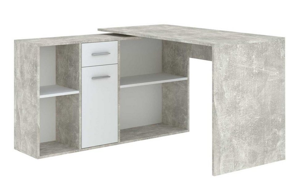 Feldmann-Wohnen Schreibtisch Diego (1-St), 120x122x75cm beton / weiß