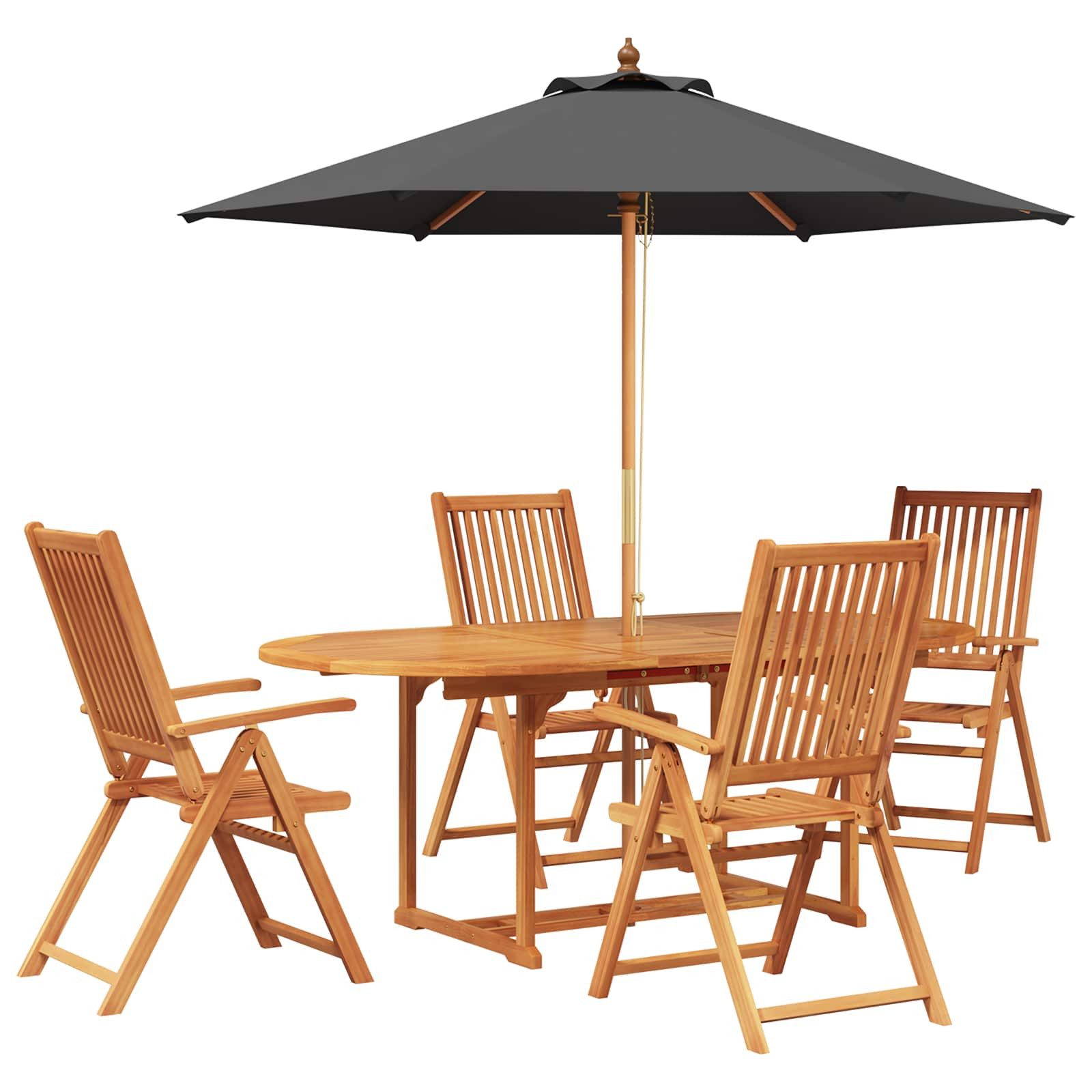 vidaXL Gartenlounge-Set Essgruppe für draußen mit Sonnenschirm 6 stk., (6-tlg)