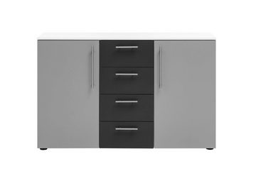 Aileenstore Highboard Lari, Breite 130 cm, Platingrau, Metallgriffe