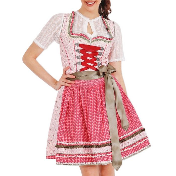 Krüger Madl Dirndl "Euphoria" mit Blümchenmuster 45085 - Rot 50 cm Damen Trachten Kleid