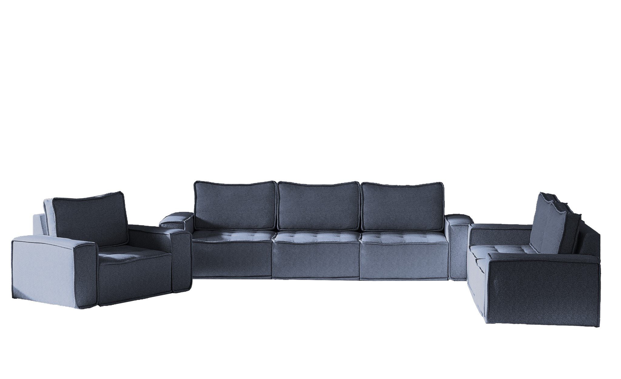 Polstergarnitur Sofaset Modulsofa-Set 6-teilig SANDE 3-2-1 in Stoff