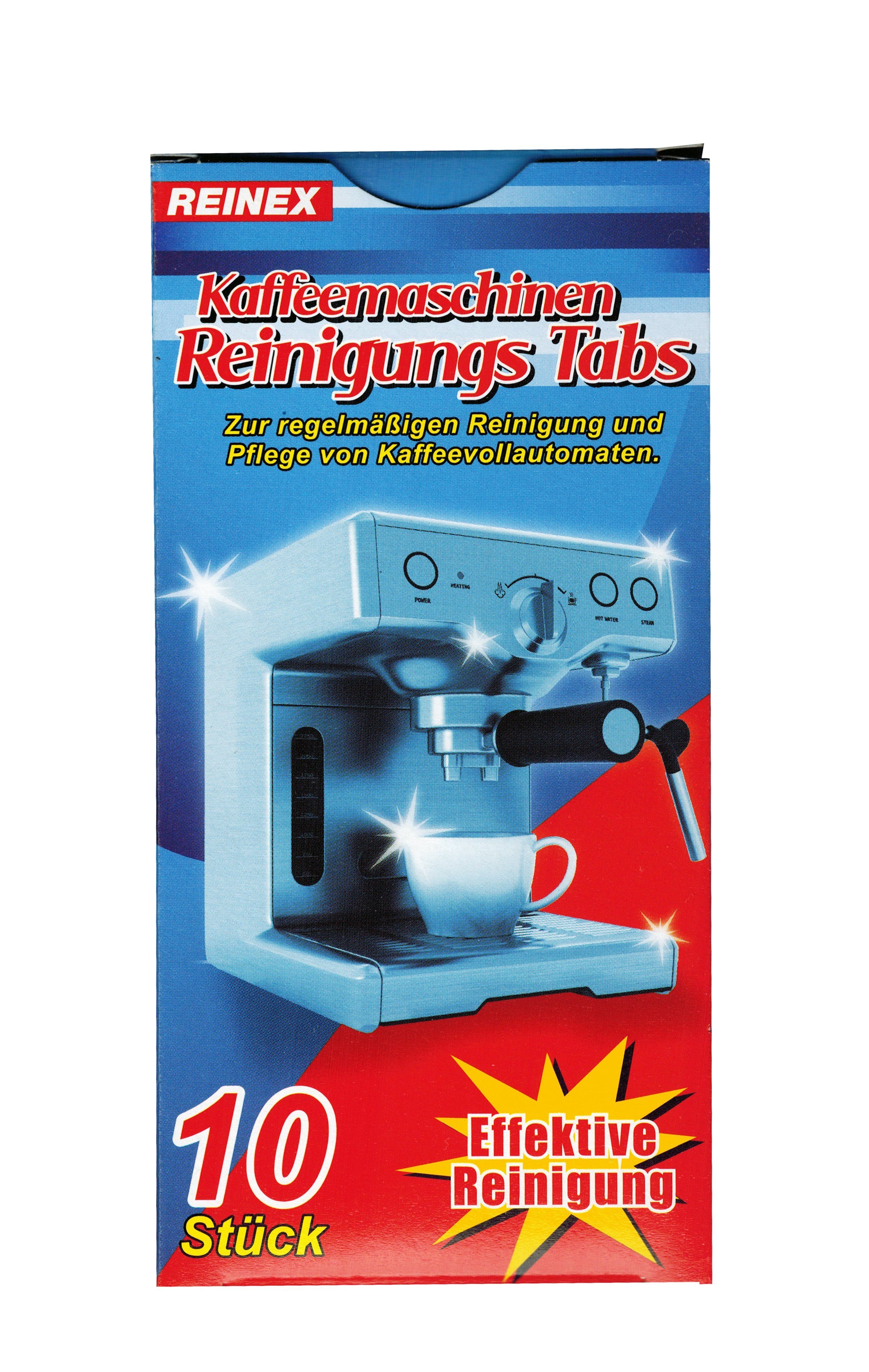 Reinex 10x Kaffeevollautomaten Reiniger Tabs Reinigung Fettlöser 15 Kaffeefettlöser (10-St. Kaffeemaschinen)