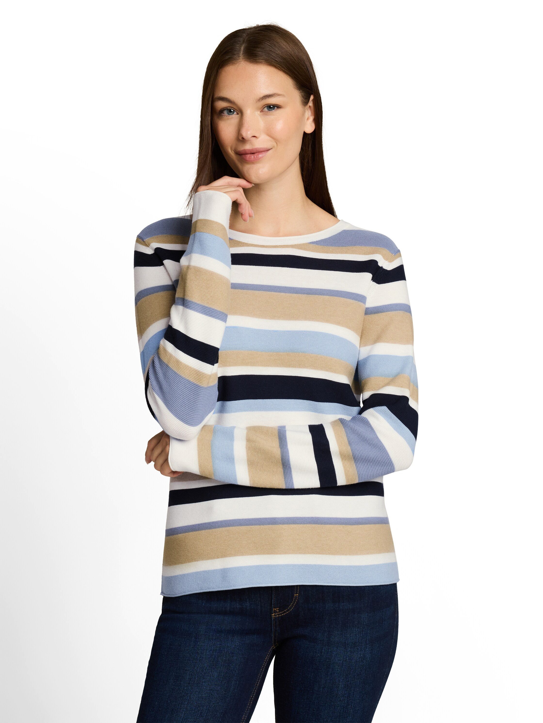 TOM TAILOR Strickpullover Regular mit Rundhals und Rollkanten
