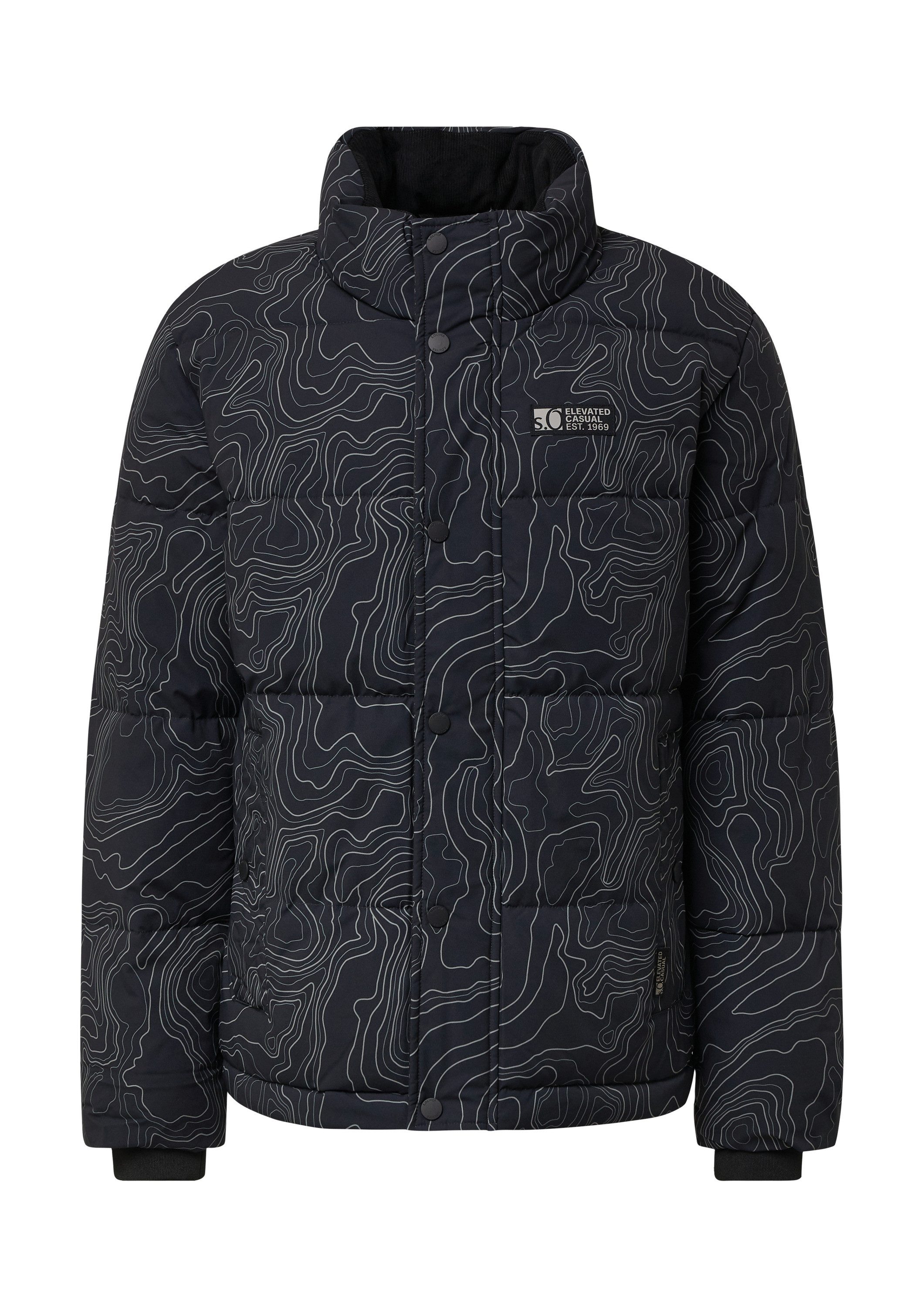 s.Oliver T-Shirt Outdoor-Jacke Pufferjacke mit All-over-Print und Cord-Innenkragen