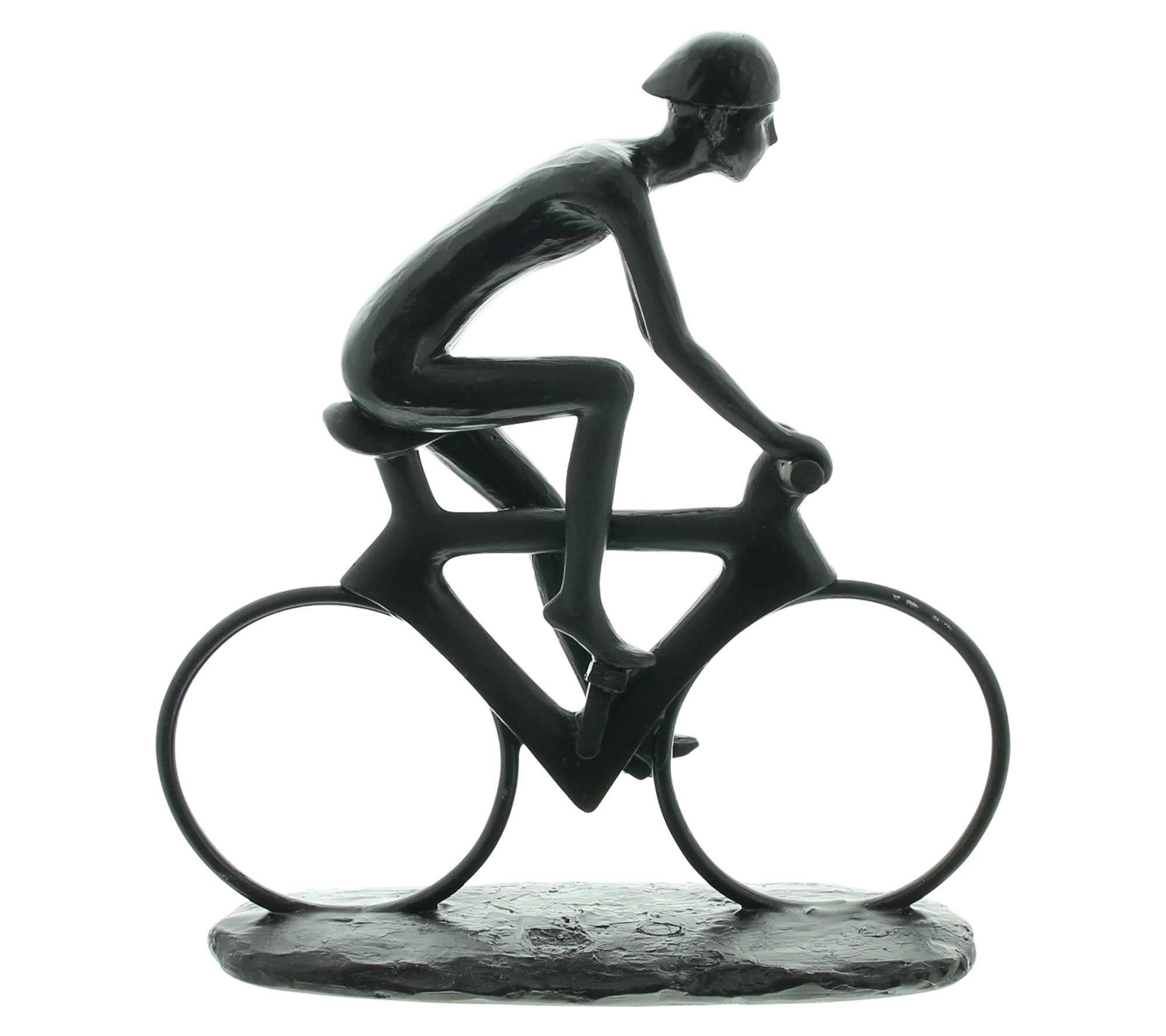 Skulptur "Rennfahrer" aus Polyresin, mattschwarz, 24x25 cm, moderne Dekofigur