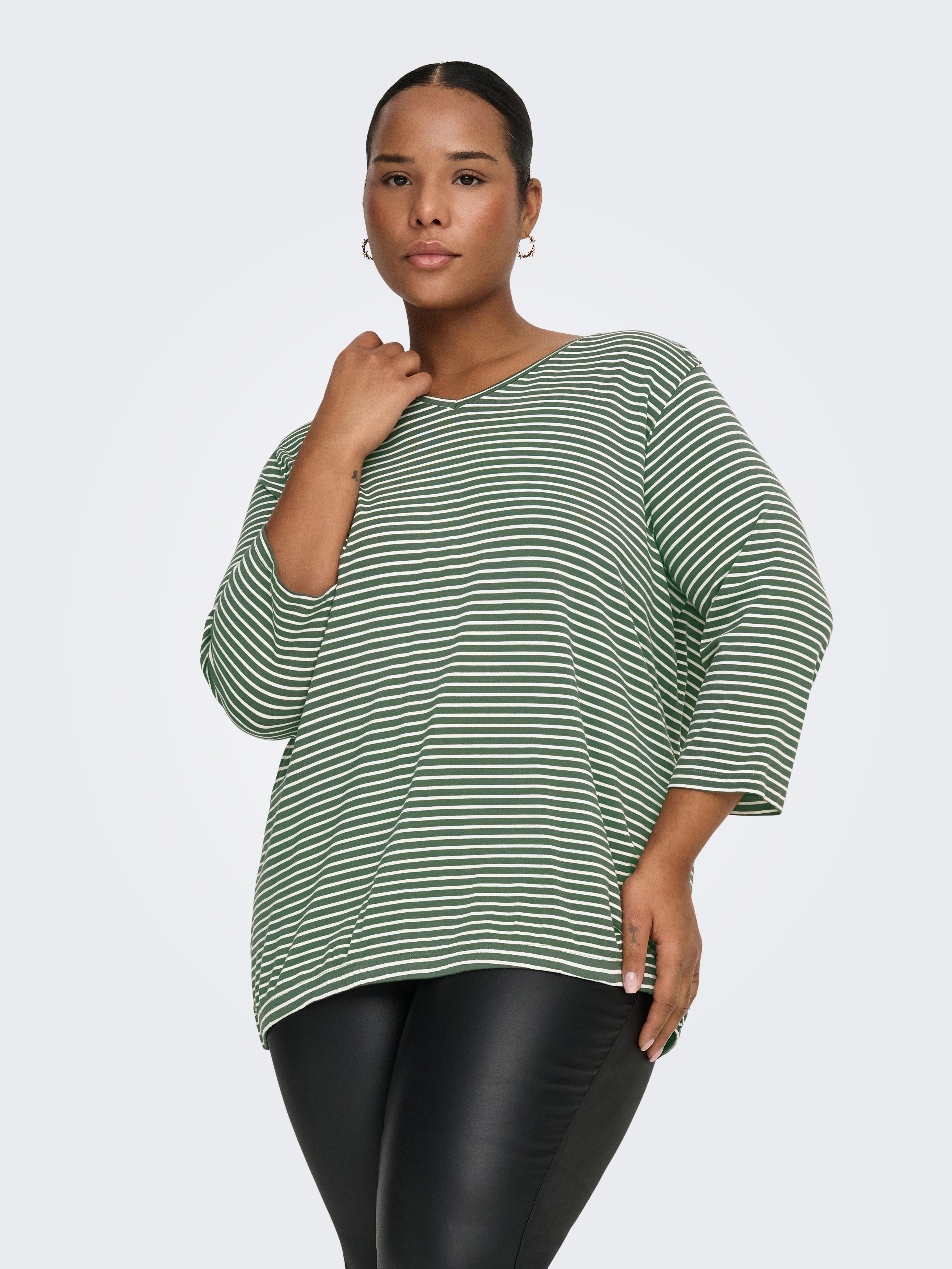 ONLY CARMAKOMA 3/4-Arm-Shirt CARLINA 3/4 SLEEVE V-NECK BLOUSE JRS