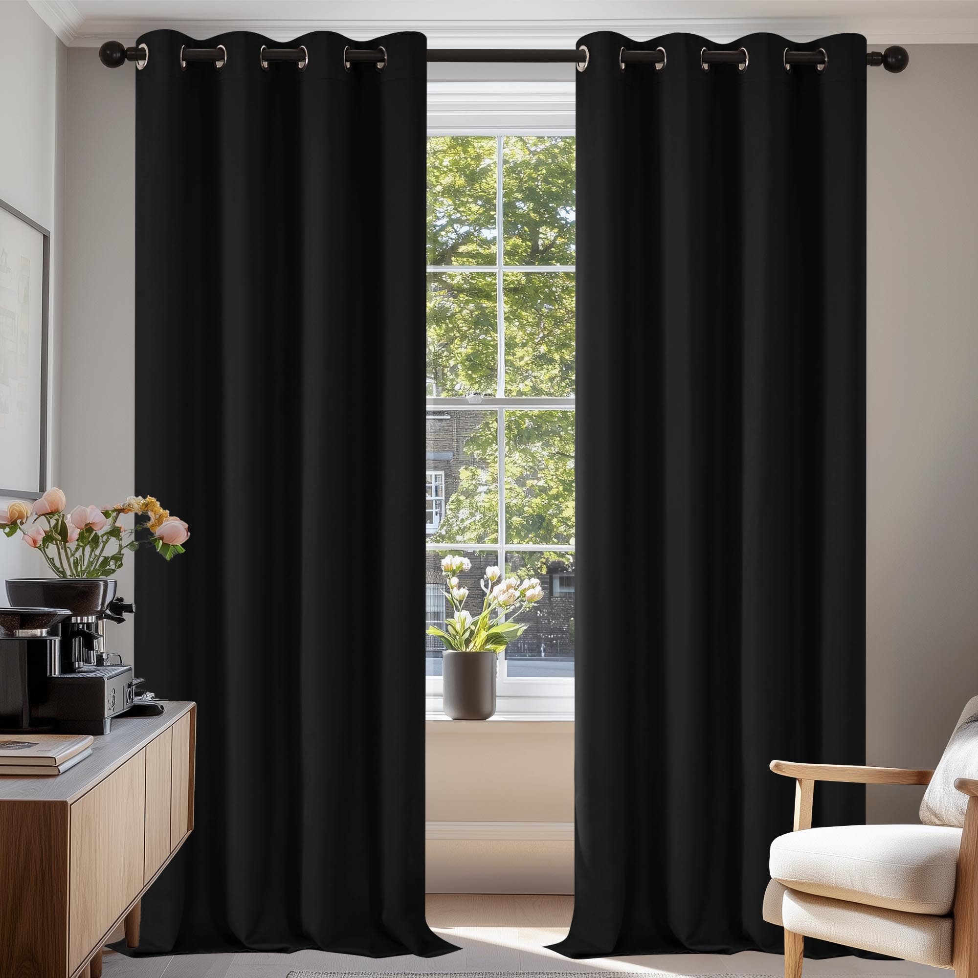 Deconovo Verdunkelungsvorhang Gardinen mit Ösen Blickdichte Vorhang Kälteschutz Schlafzimmer 2er Set, Blackout Curtain einfarbig Thermo Vorhang Verdunkelung Wärmeisolierend
