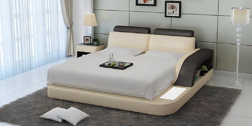 Xlmoebel Polsterbett Hochwertiges Bettgestaltung Luxus Schlafzimmer Bett Leder Modern (Bett), Hergestellt in Europa